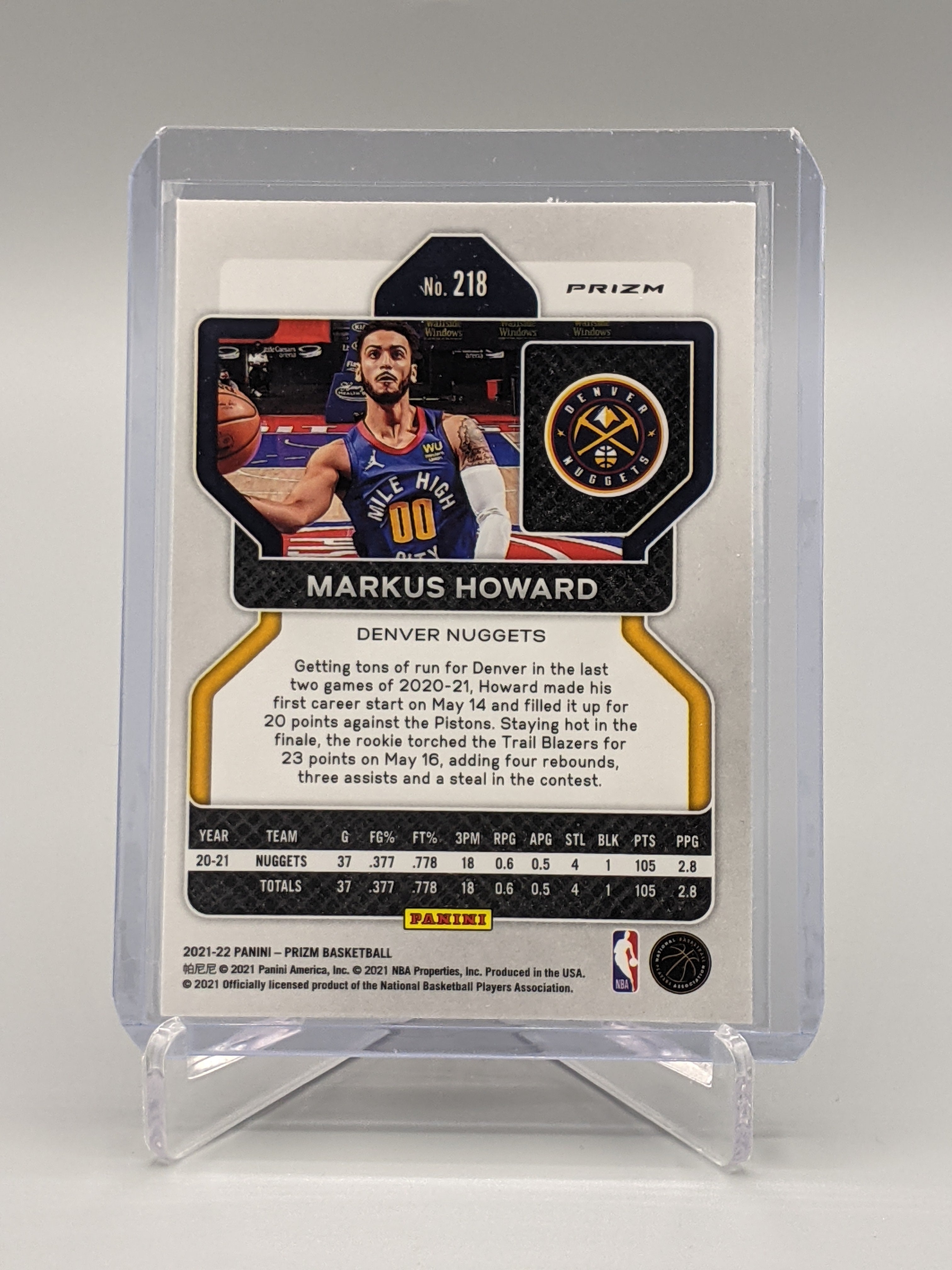 2021-22 Prizm Red Ice Prizm #218 Markus Howard Nuggets