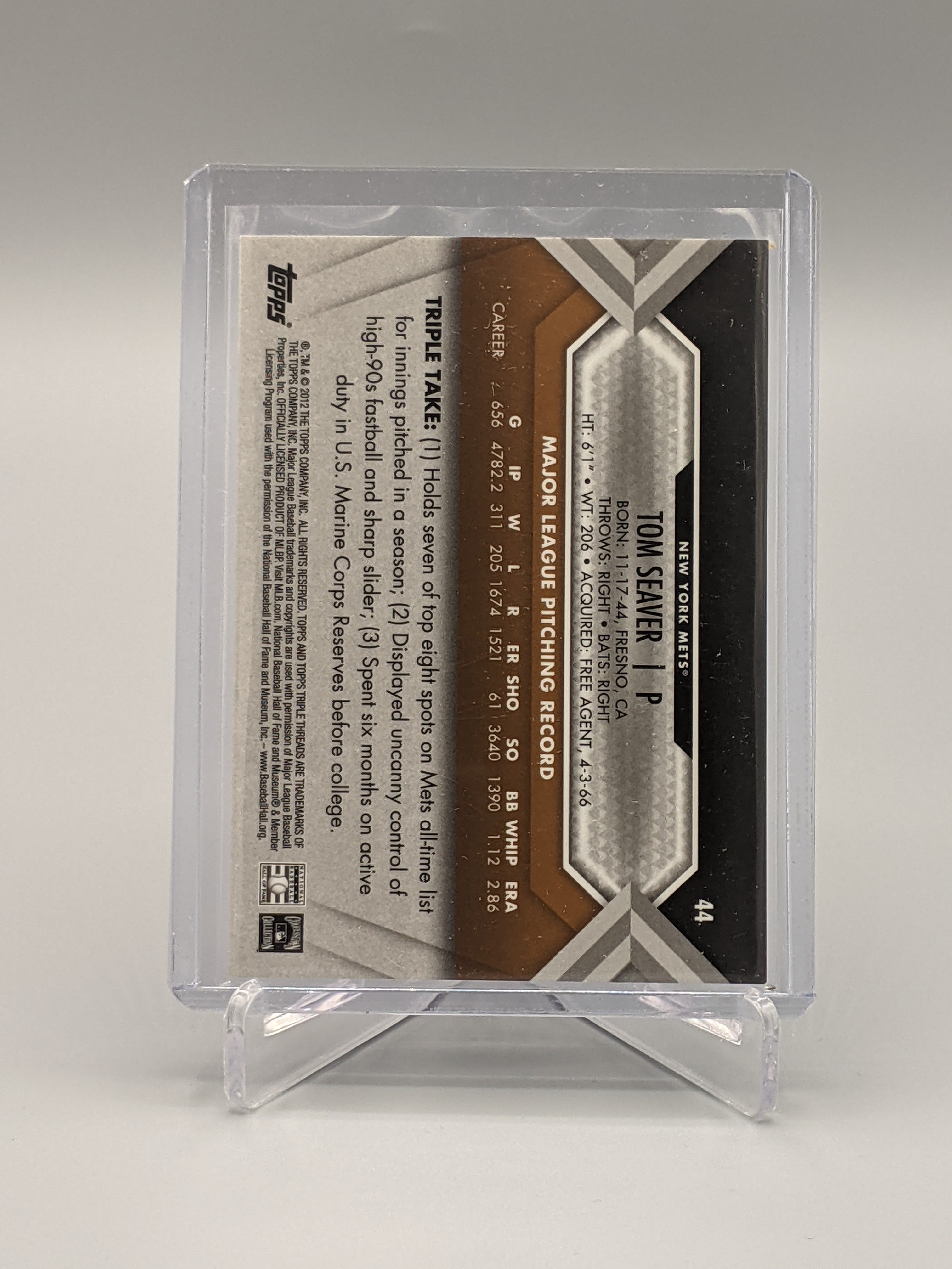 2012 Topps Triple Threads Sepia #44 Tom Seaver #/625 Mets