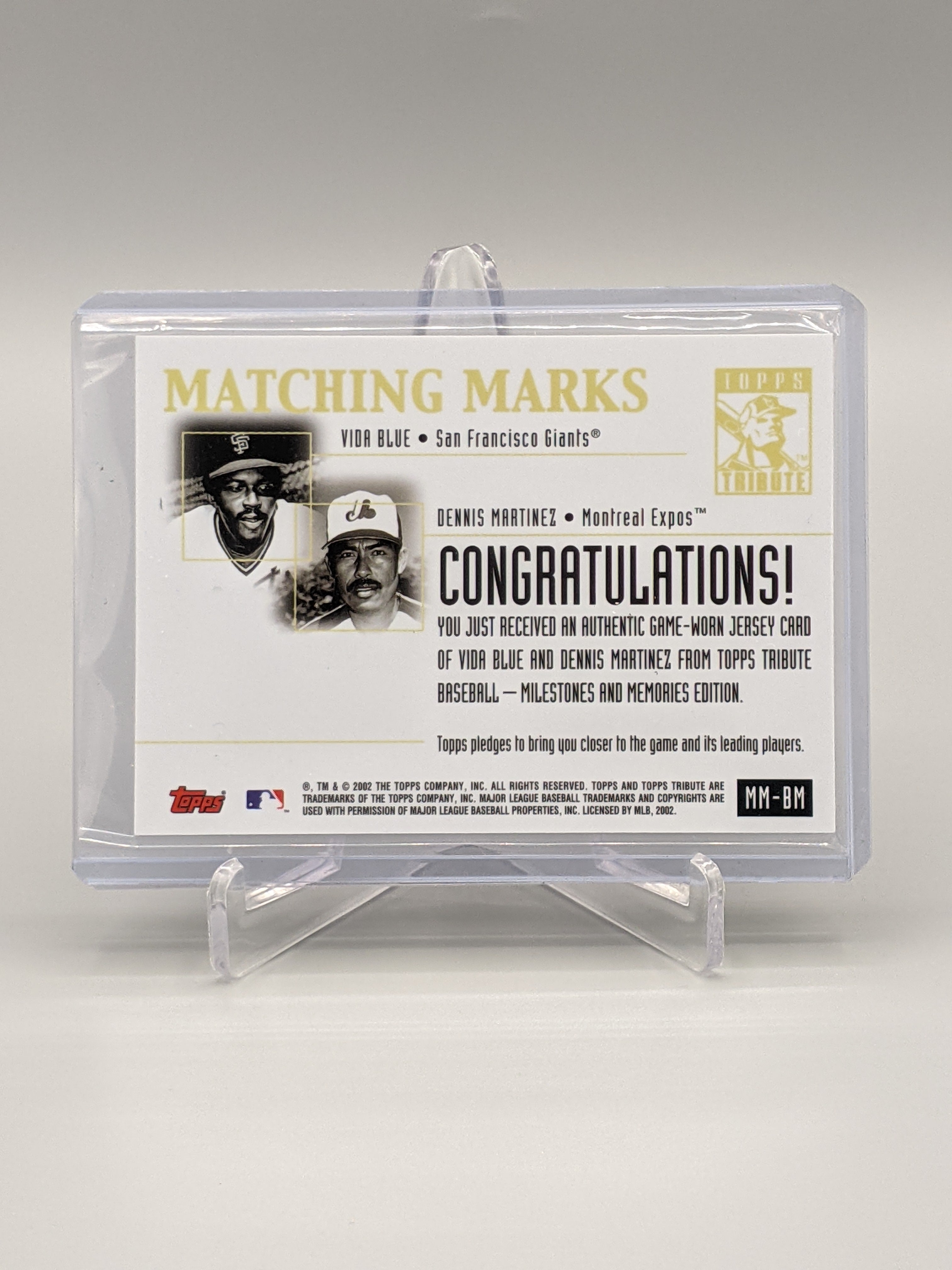 2002 Topps Tribute Matching Marks #MM-BM Vida Blue/Dennis Martinez