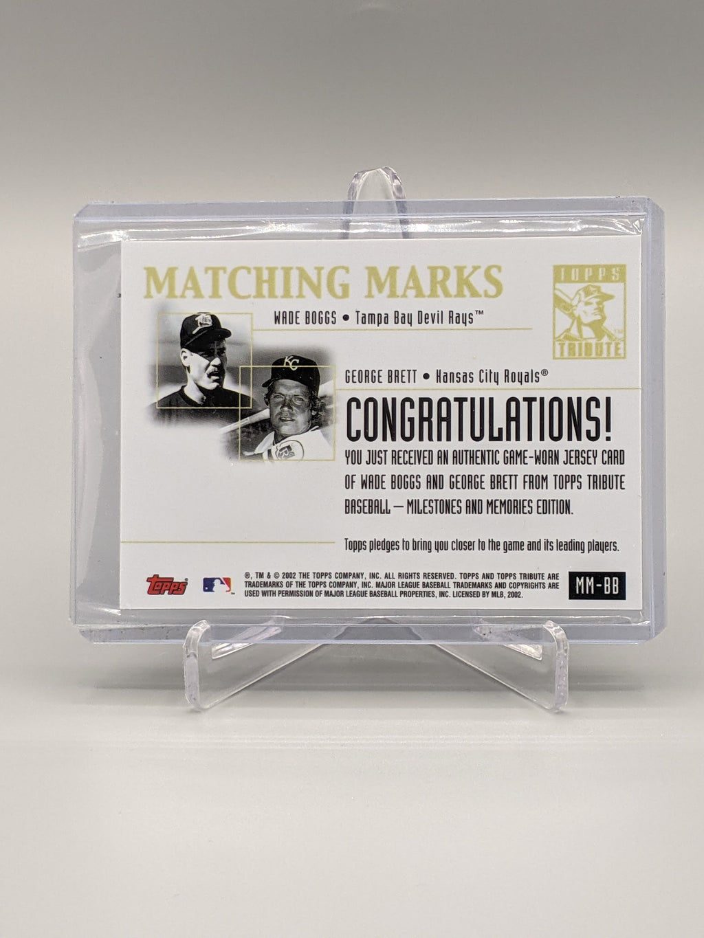 2002 Topps Tribute Matching Marks #MM-BB Wade Boggs/George Brett