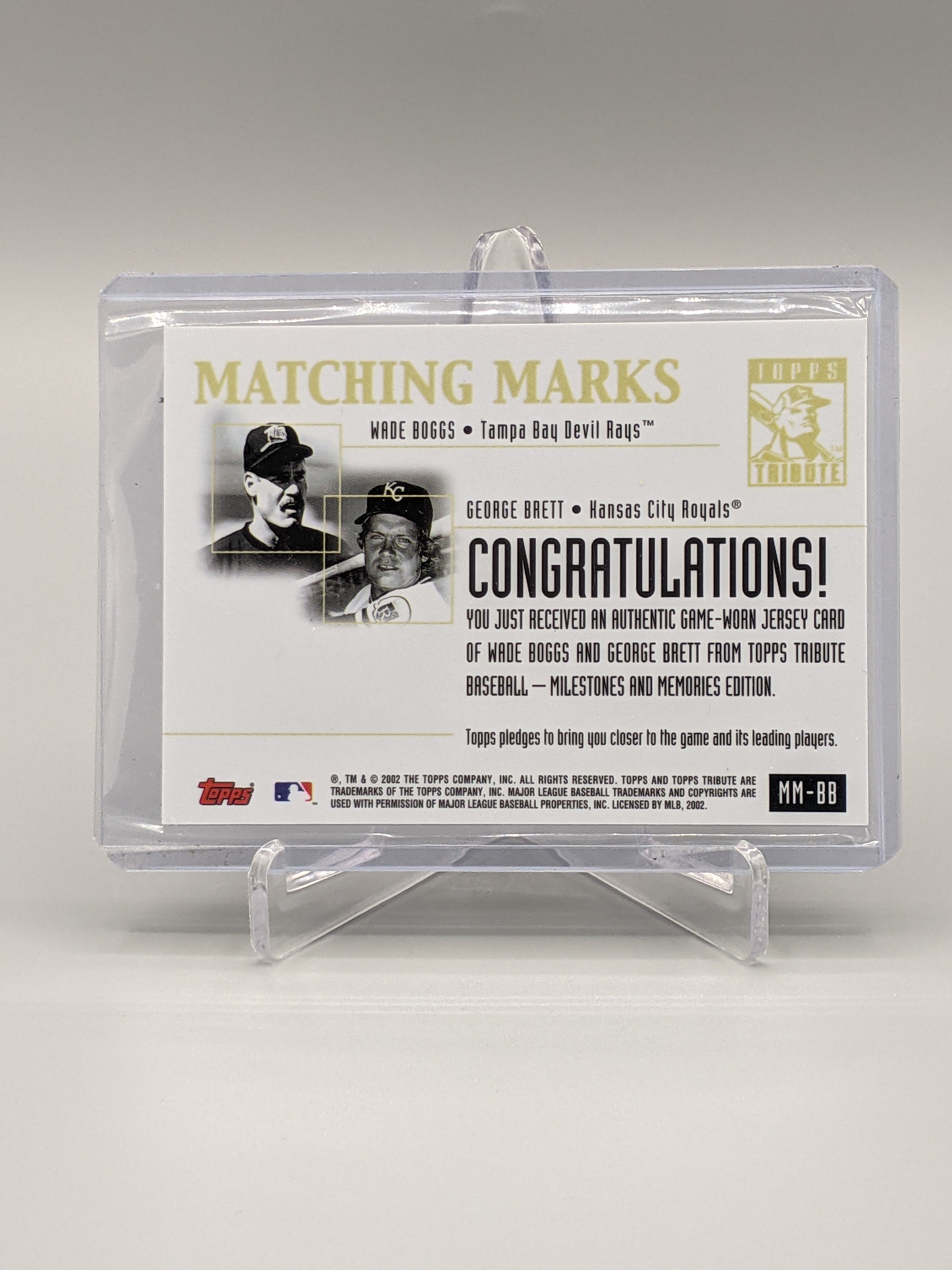 2002 Topps Tribute Matching Marks #MM-BB Wade Boggs/George Brett