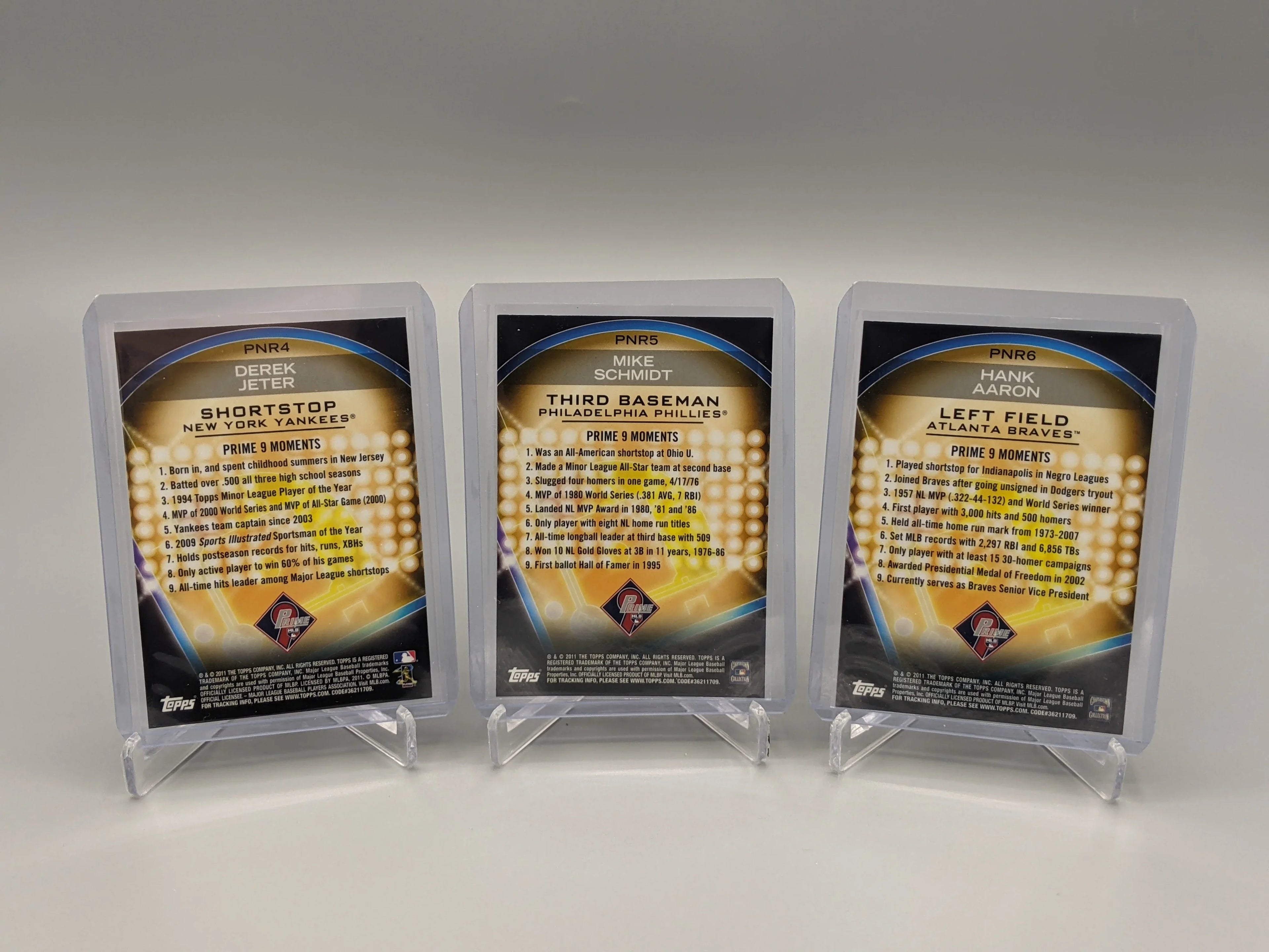 2011 Topps Prime 9 Complete Set (9) Cards, Mantle, Aaron, Koufax, Jeter + More