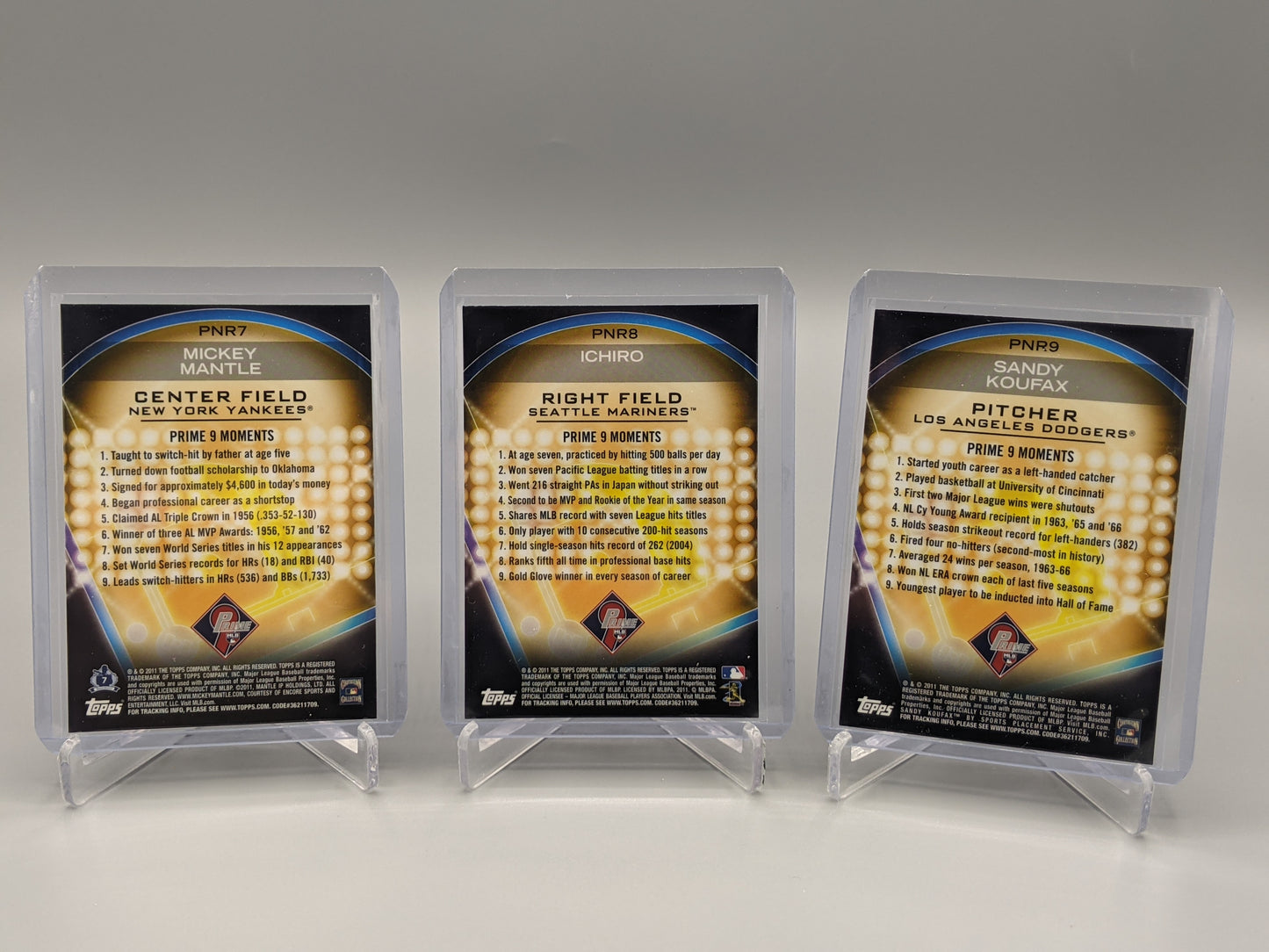 2011 Topps Prime 9 Complete Set (9) Cards, Mantle, Aaron, Koufax, Jeter + More