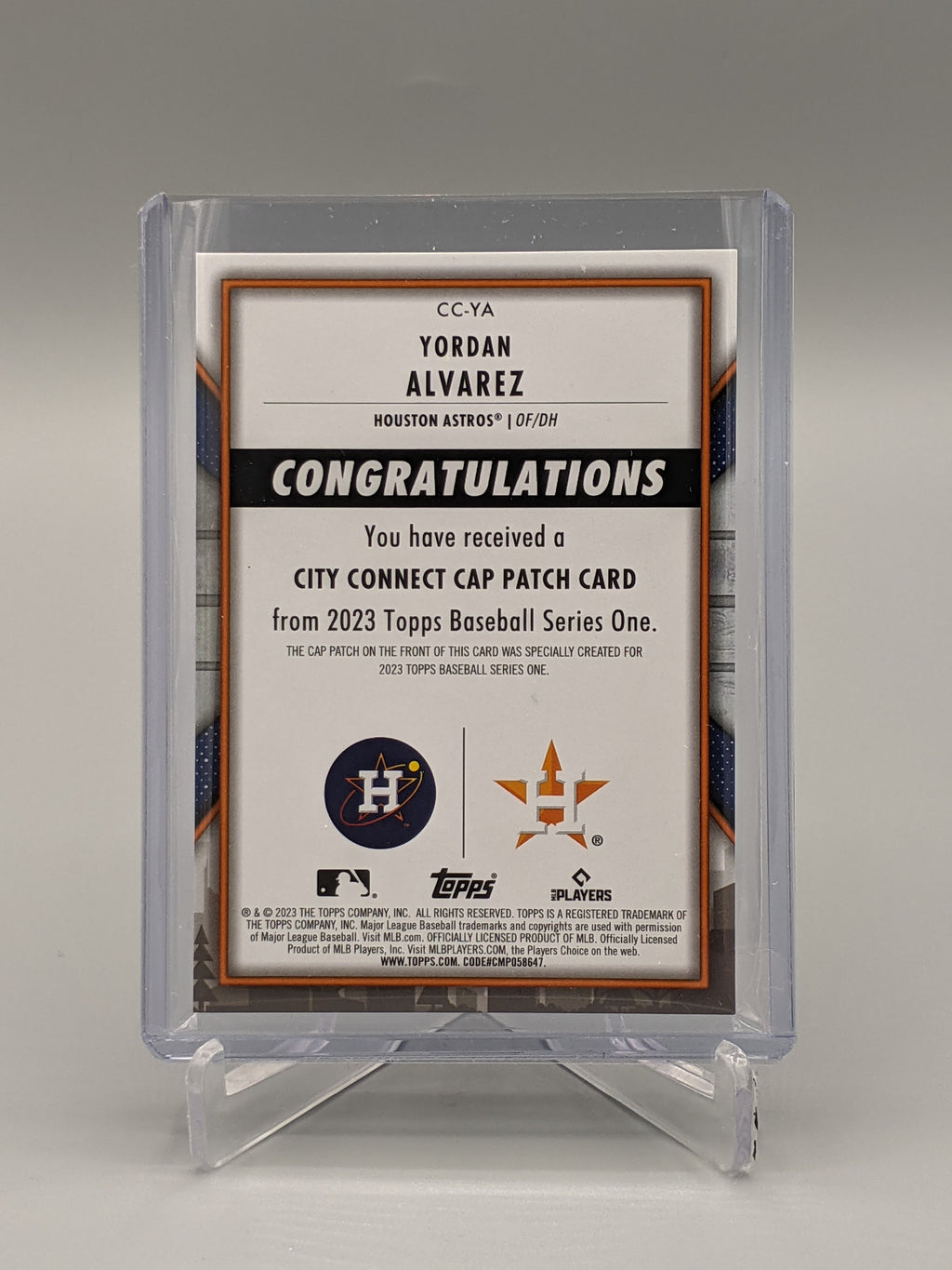 2023 Topps City Connect Cap Patch #CC-YA Yordan Alvarez Astros