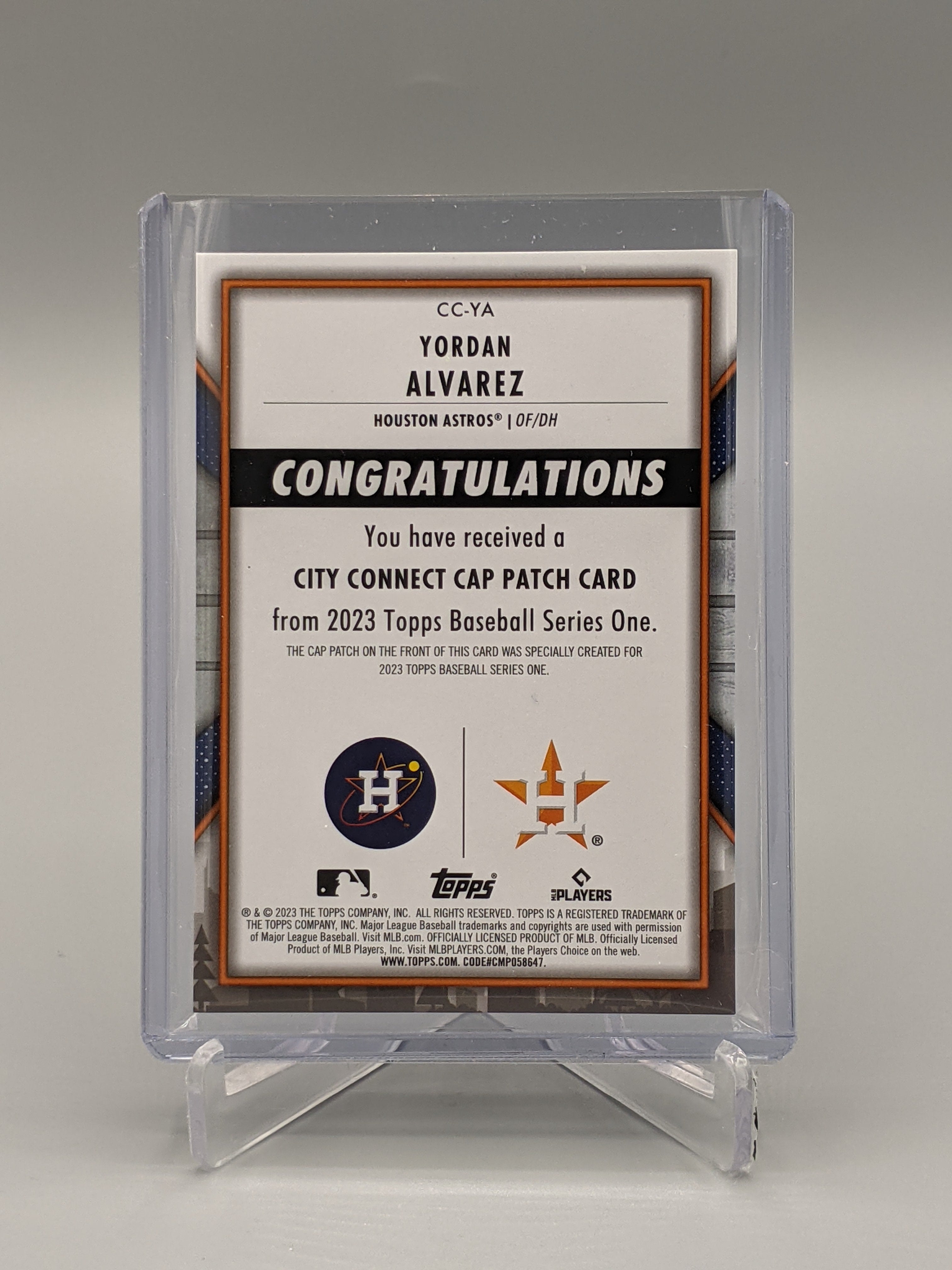 2023 Topps City Connect Cap Patch #CC-YA Yordan Alvarez Astros