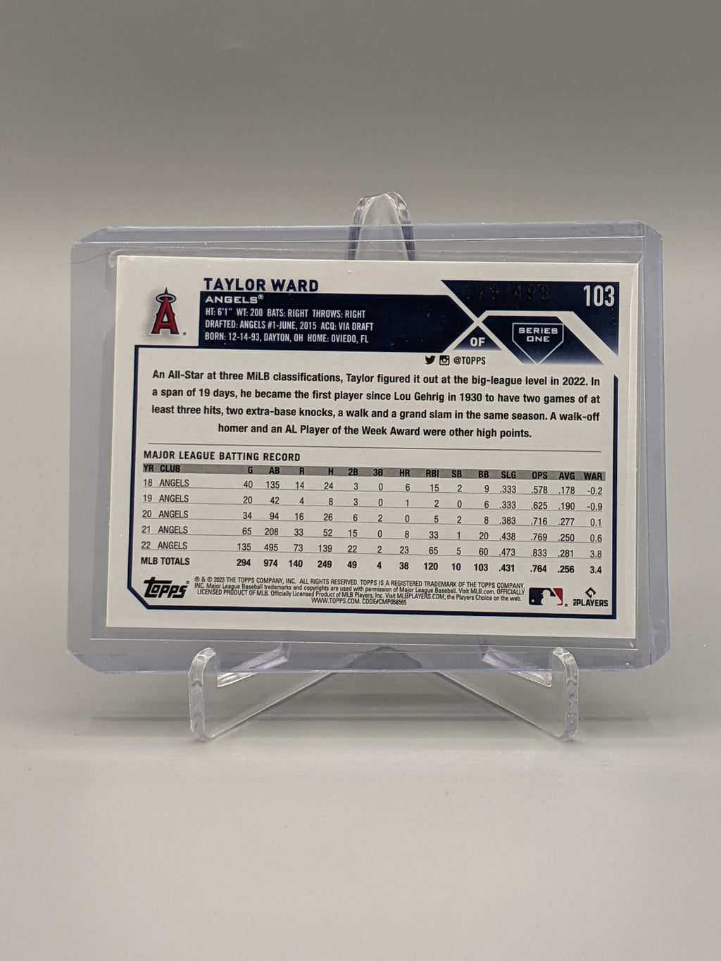 2023 Topps Green Ice #103 Taylor Ward #/499 Angels