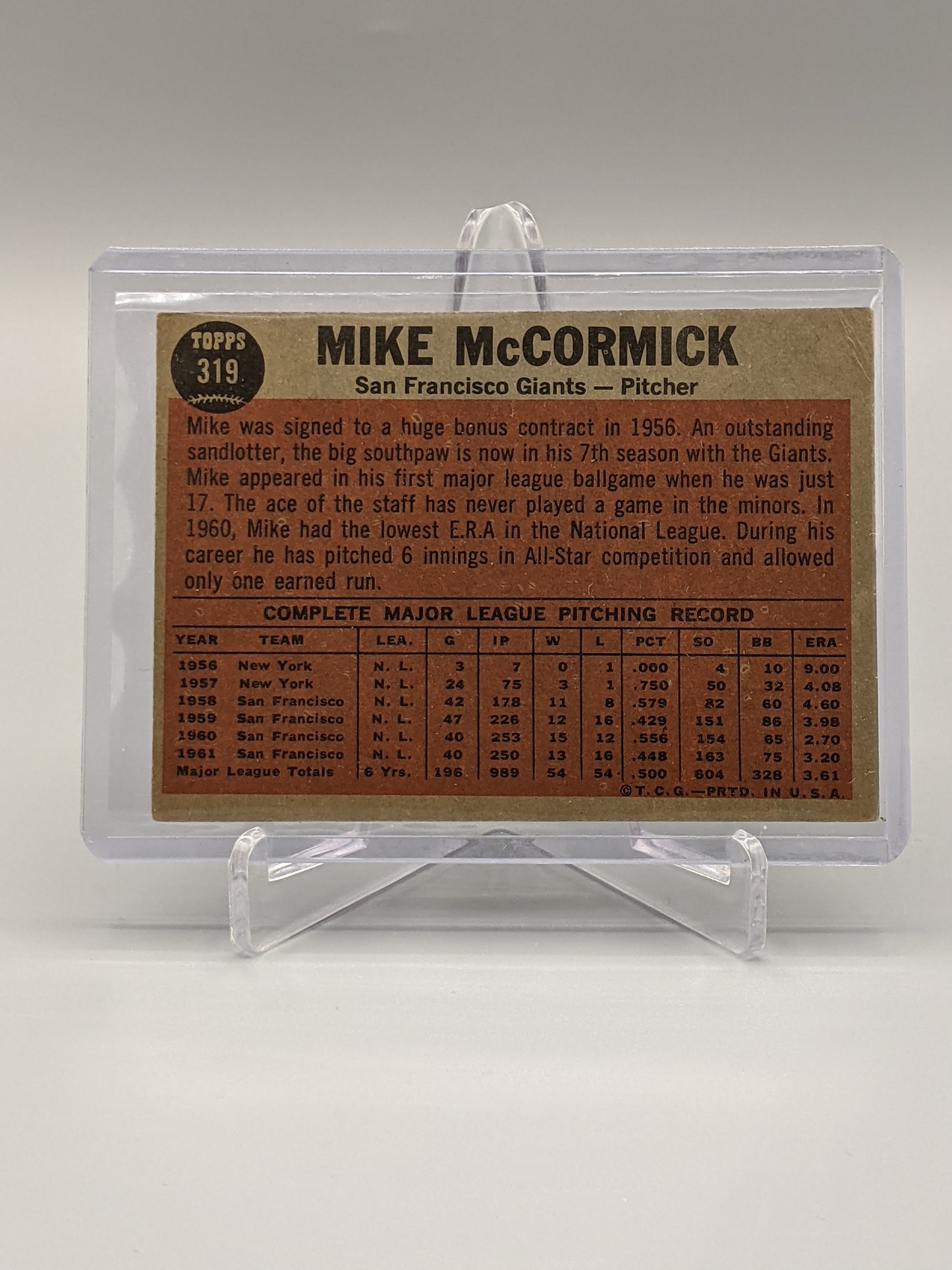 2011 Topps Heritage 50th 1962 Buyback #319 Mike McCormick