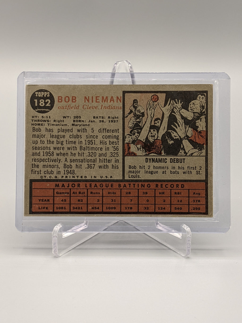 2011 Topps Heritage 50th 1962 Buyback #182 Bob Nieman