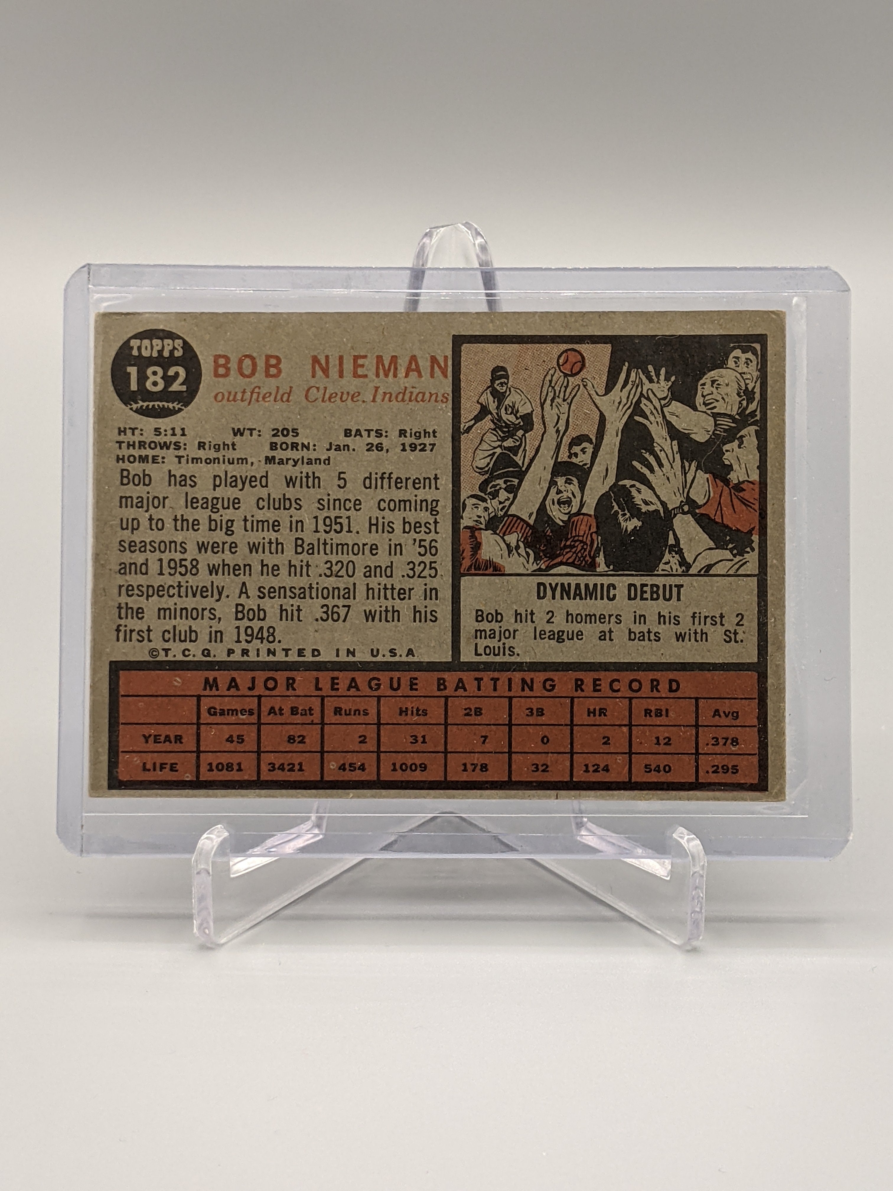 2011 Topps Heritage 50th 1962 Buyback #182 Bob Nieman