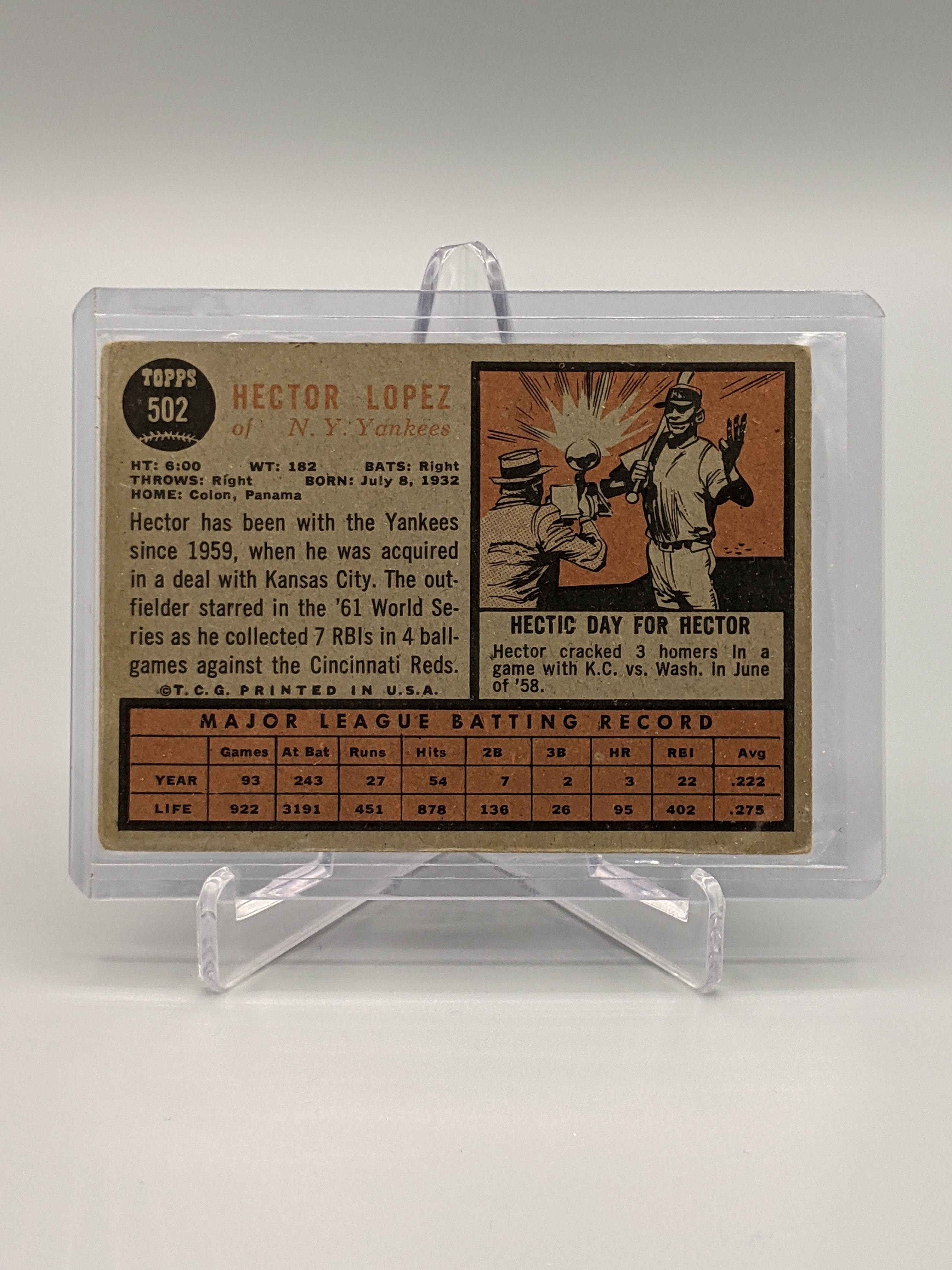 2011 Topps Heritage 50th 1962 Buyback #502 Hector Lopez