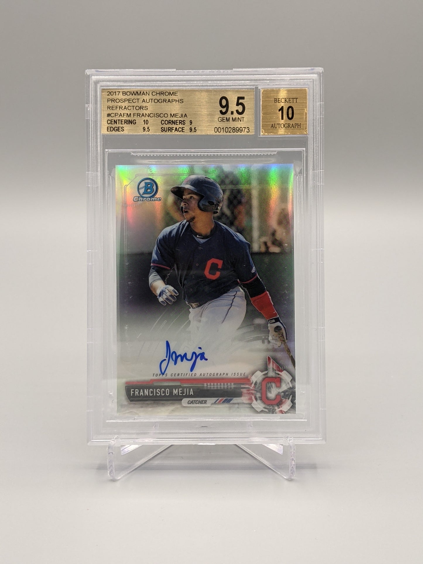 2017 Bowman Chrome Prospects Refractor Auto #CPA-FM Francisco Mejia BGS 9.5 #/499 Indians