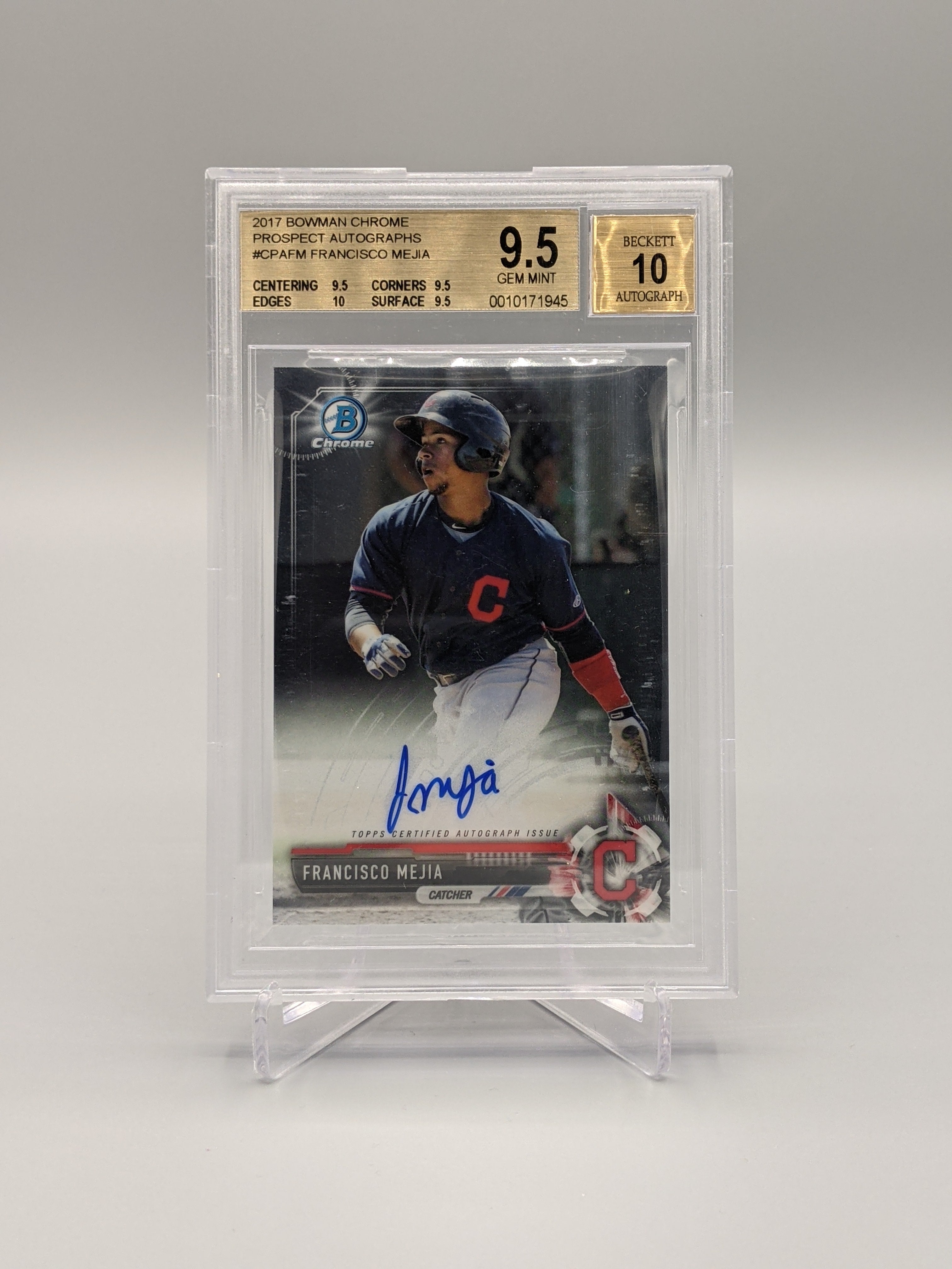 2017 Bowman Chrome Prospects Auto #CPA-FM Francisco Mejia BGS 9.5 Indians