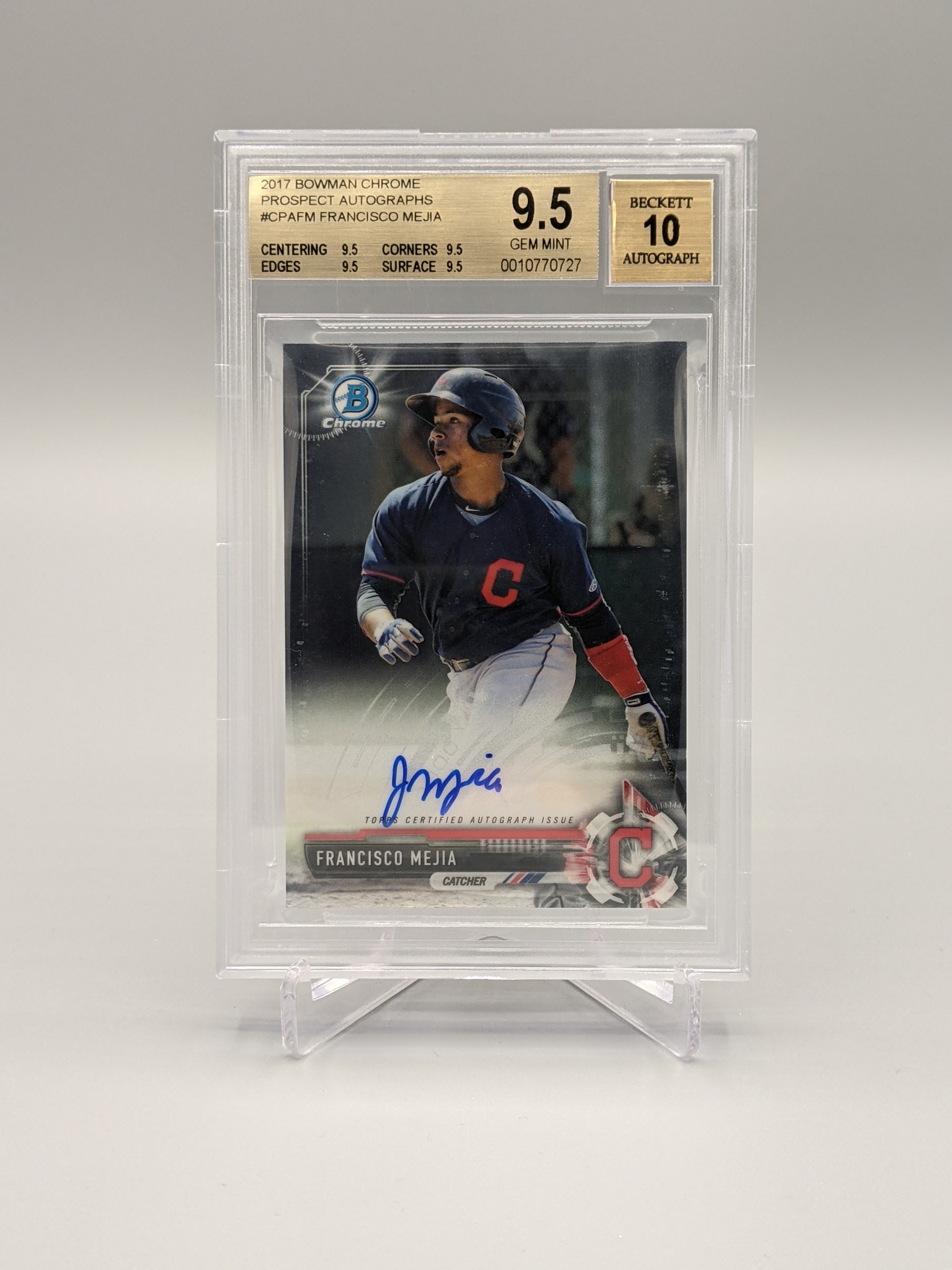 2017 Bowman Chrome Prospects Auto #CPA-FM Francisco Mejia BGS 9.5 Indians (BD)