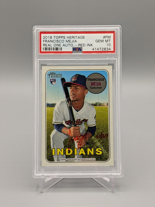 2018 Topps Heritage Real One Red Ink Auto #FM PSA 10 #/69 Indians