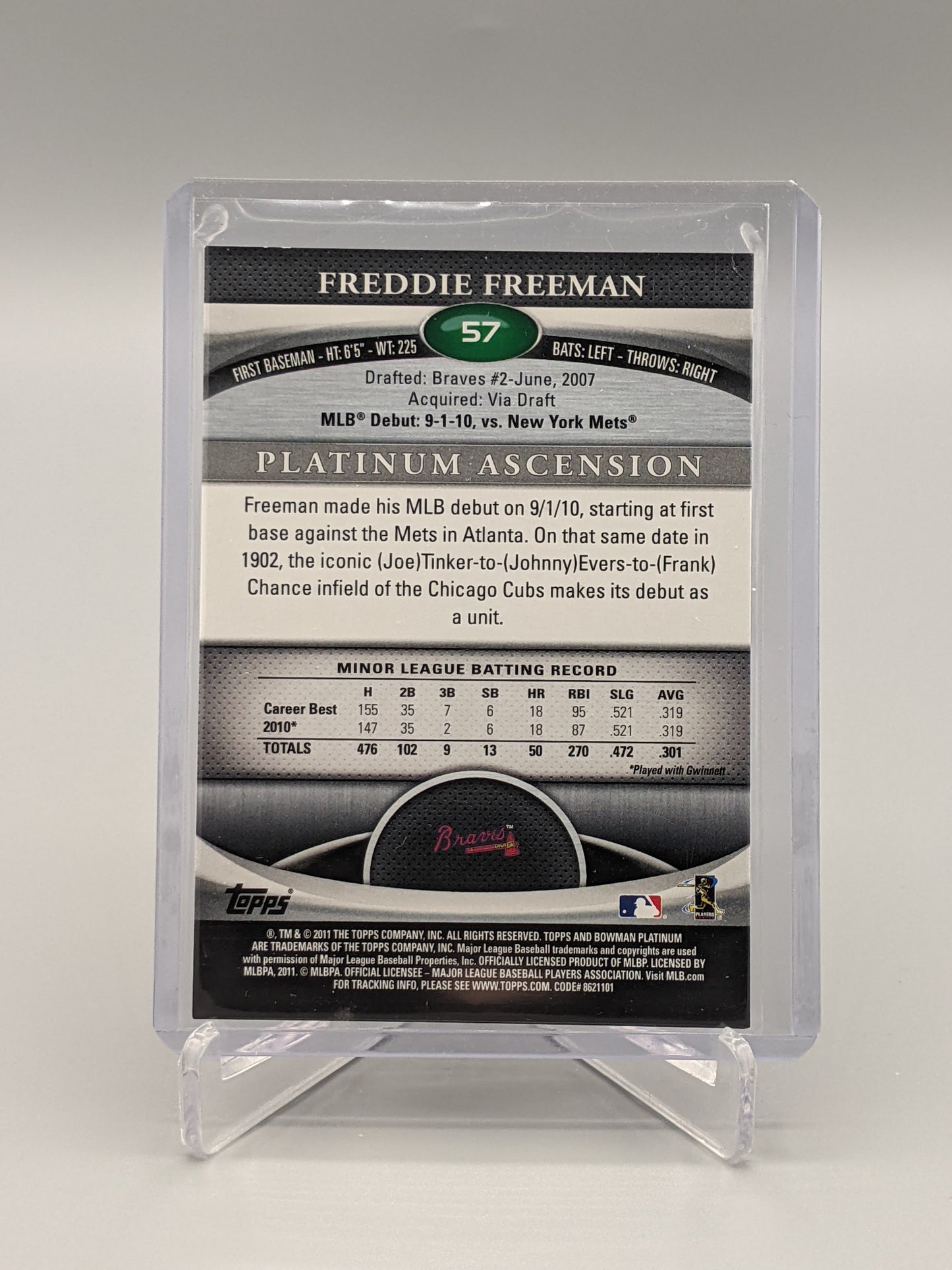 2011 Bowman Platinum #57 Freddie Freeman RC Braves
