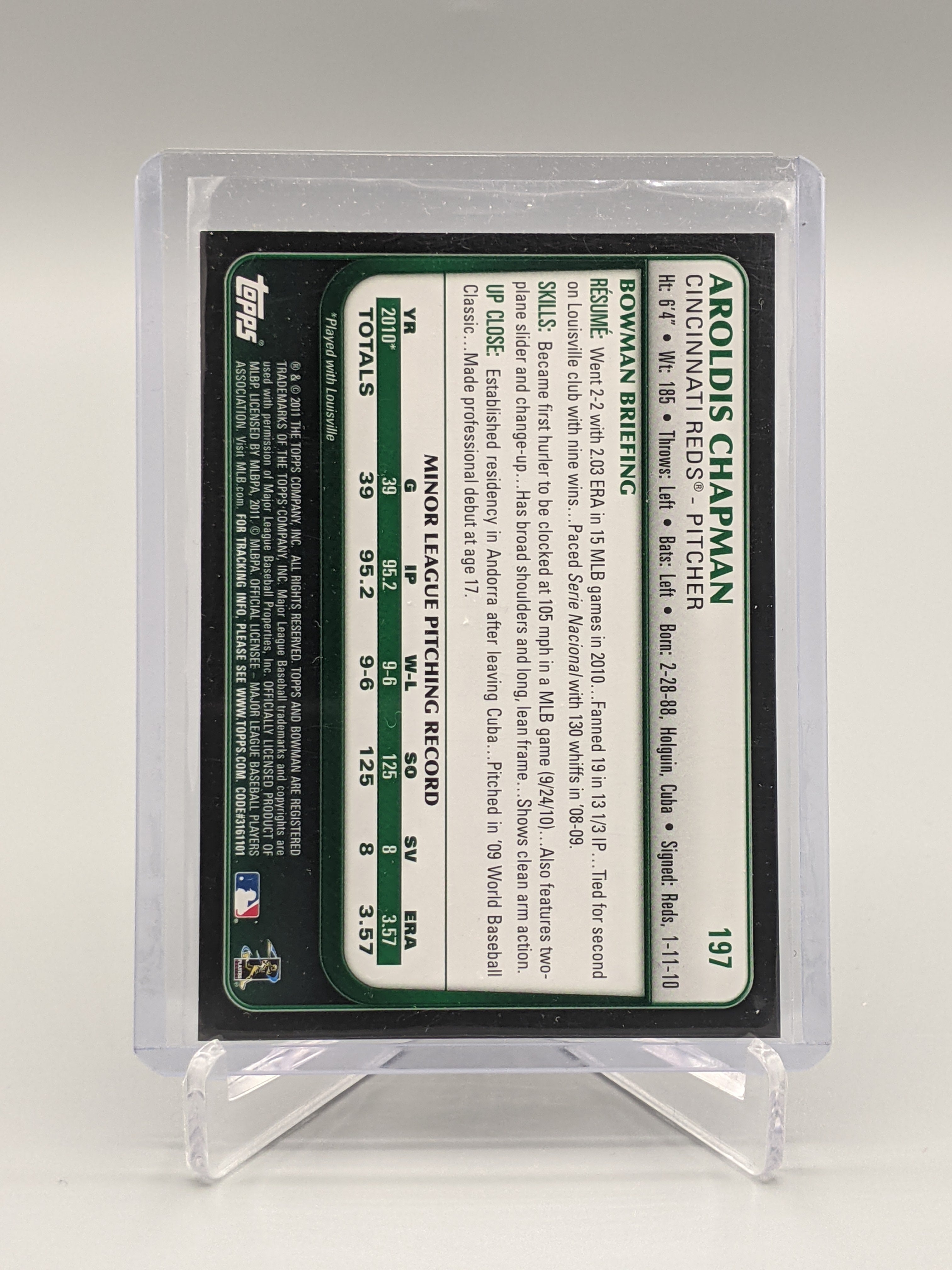 2011 Bowman Gold #197 Aroldis Chapman RC Reds