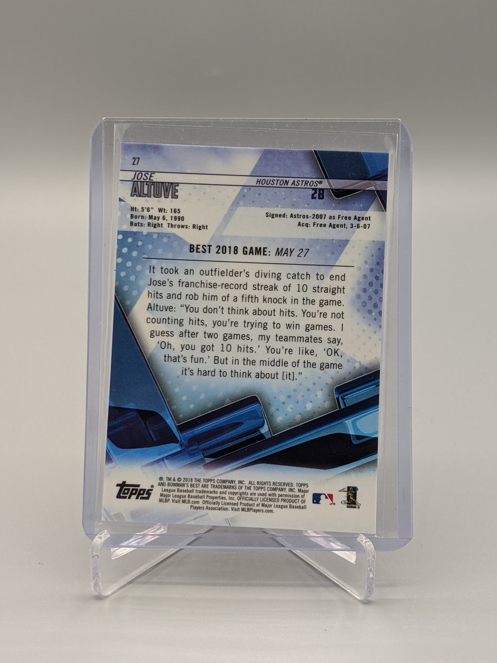 2018 Bowman's Best Atomic Refractor #27 Jose Altuve Astros