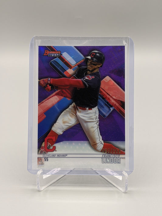 2018 Bowman's Best Purple Refractor #18 Francisco Lindor #/250 Indians