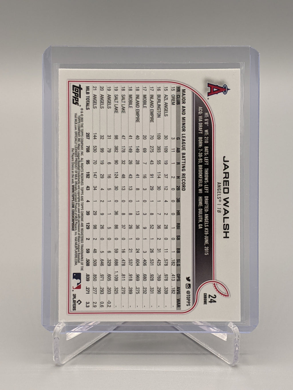 2022 Topps Chrome Sonic Raywave #24 Jared Walsh Angels