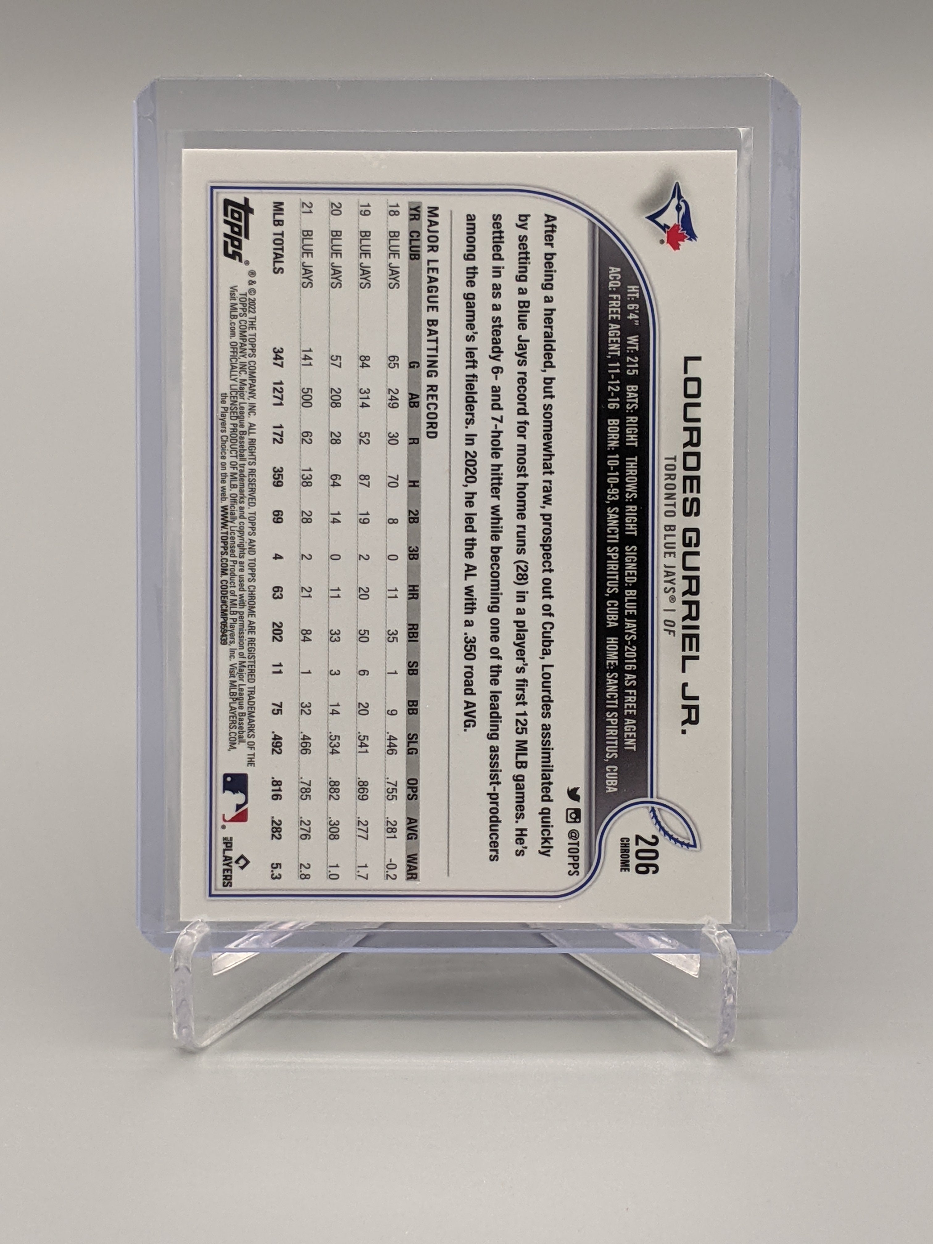 2022 Topps Chrome Sonic Raywave #206 Lourdes Gurriel Jr Blue Jays