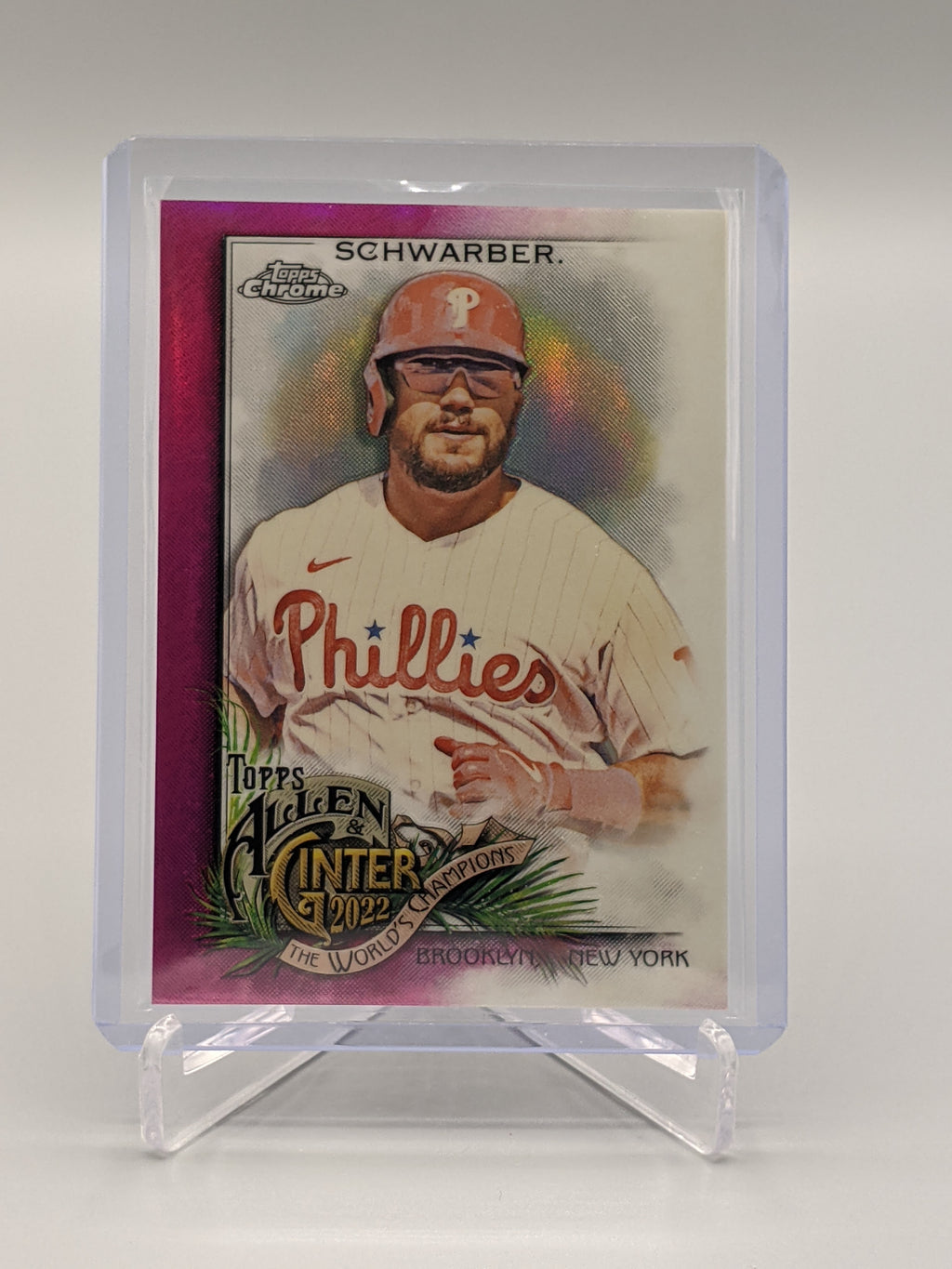 2022 Topps Allen & Ginter Chrome Magenta Refractor #131 Kyle Schwarber #/199 Phillies