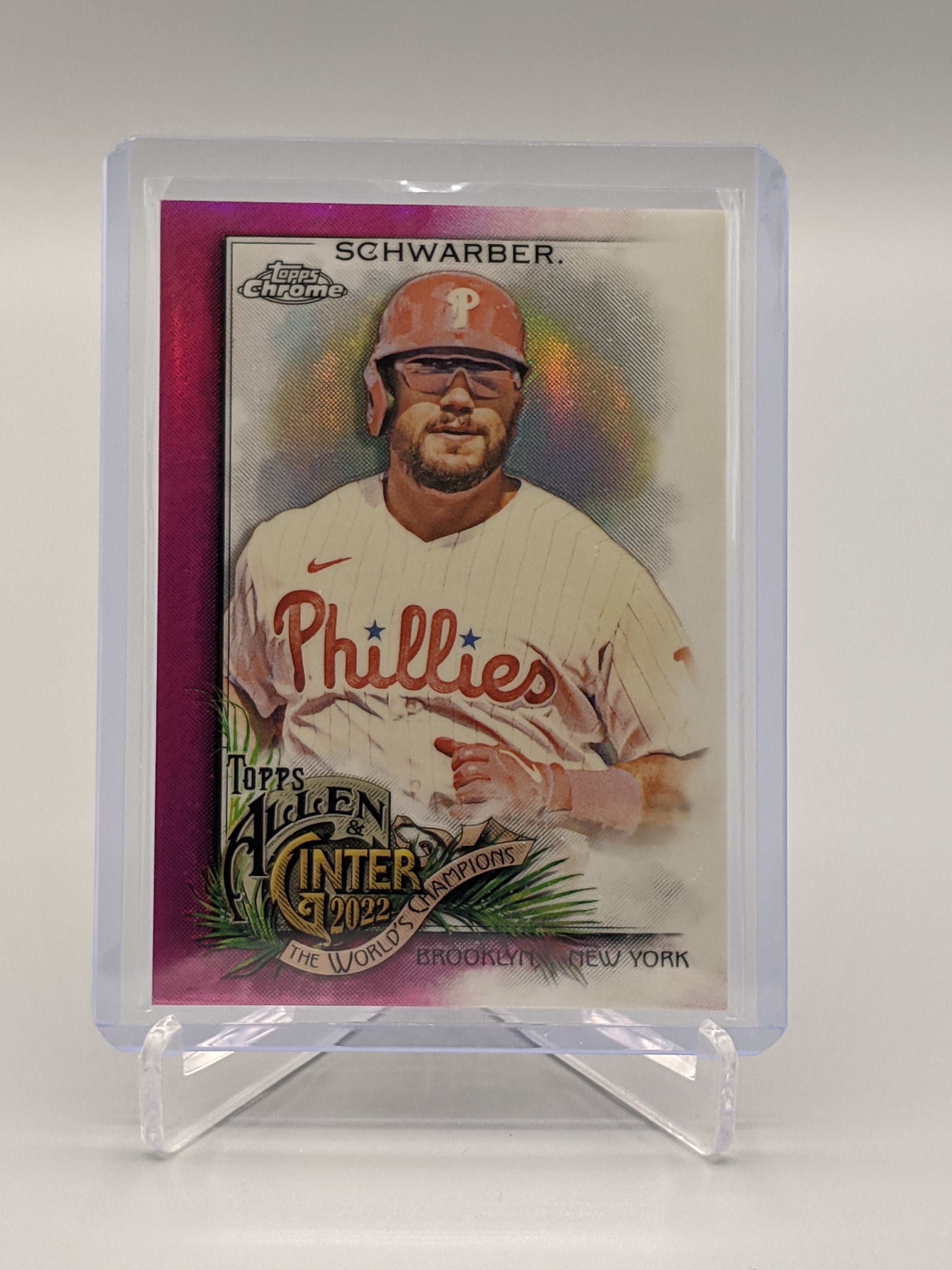 2022 Topps Allen & Ginter Chrome Magenta Refractor #131 Kyle Schwarber #/199 Phillies