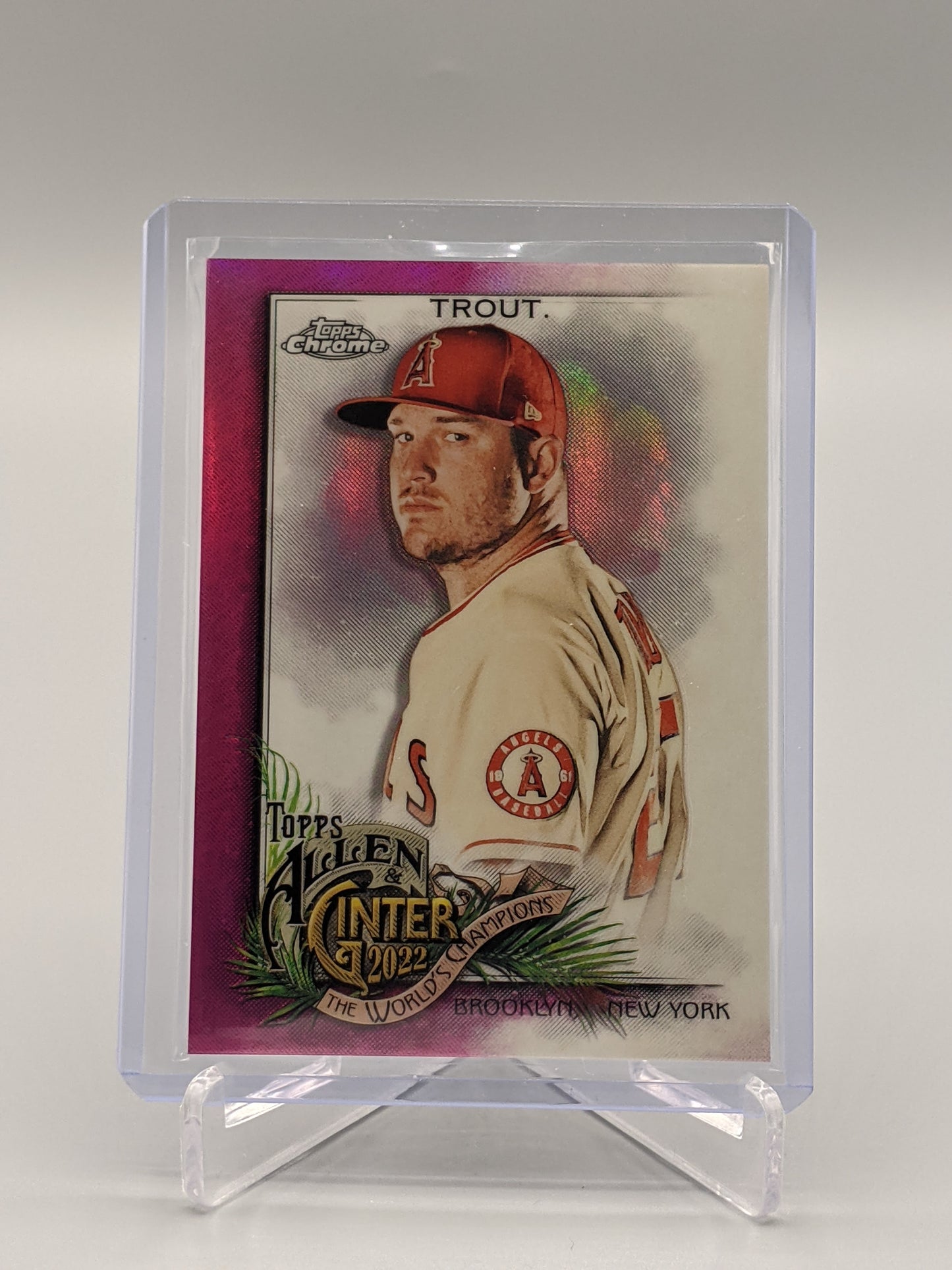 2022 Topps Allen & Ginter Chrome Magenta Refractor #35 Mike Trout #/199 Angels