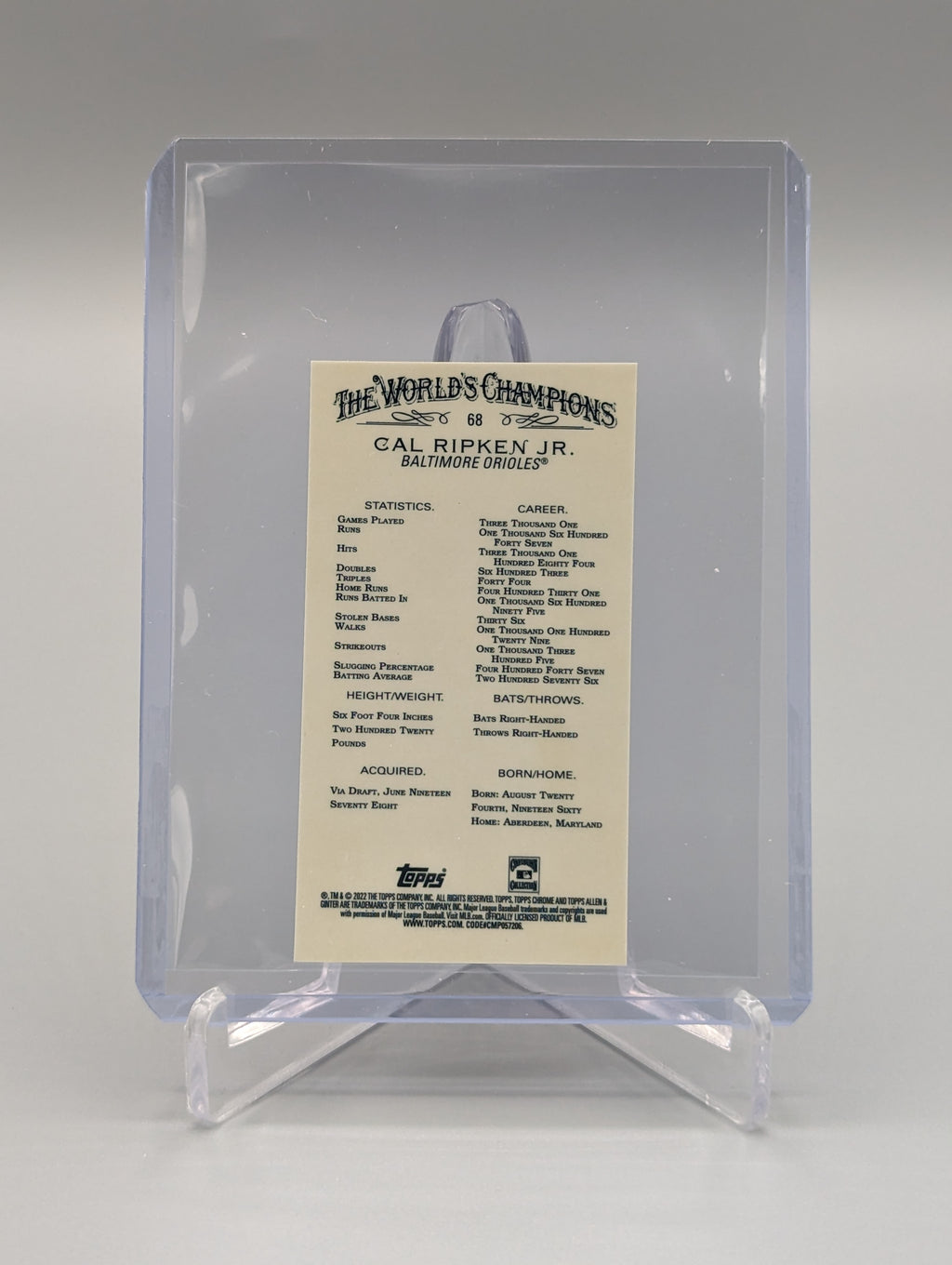 2022 Topps Allen & Ginter Chrome Mini #68 Cal Ripken Jr Orioles