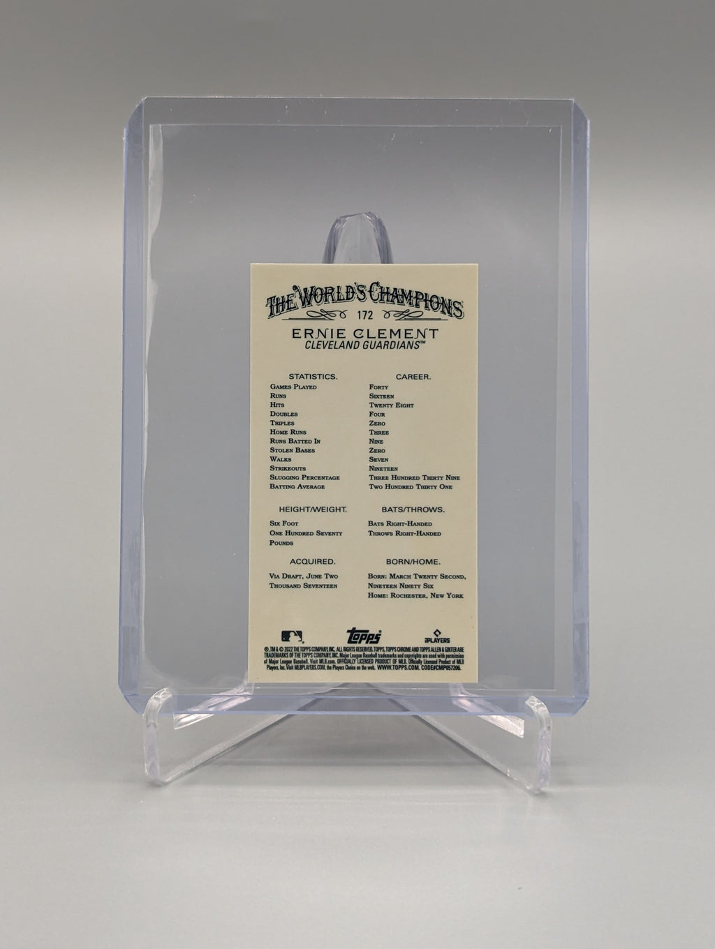 2022 Topps Allen & Ginter Chrome Mini #172 Ernie Clement RC Guardians