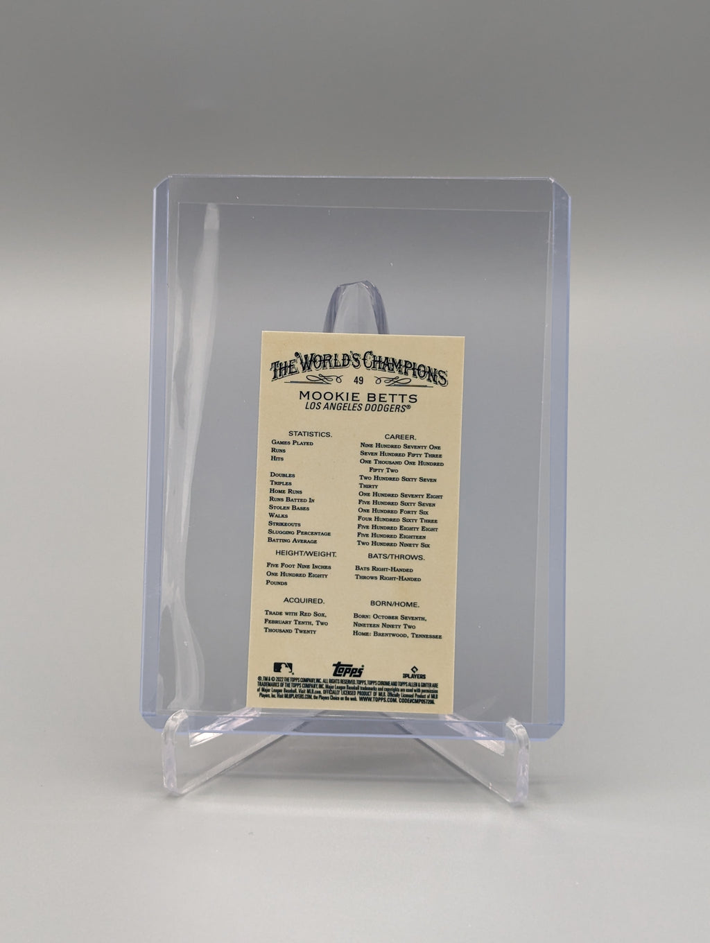 2022 Topps Allen & Ginter Chrome Mini #49 Mookie Betts Dodgers