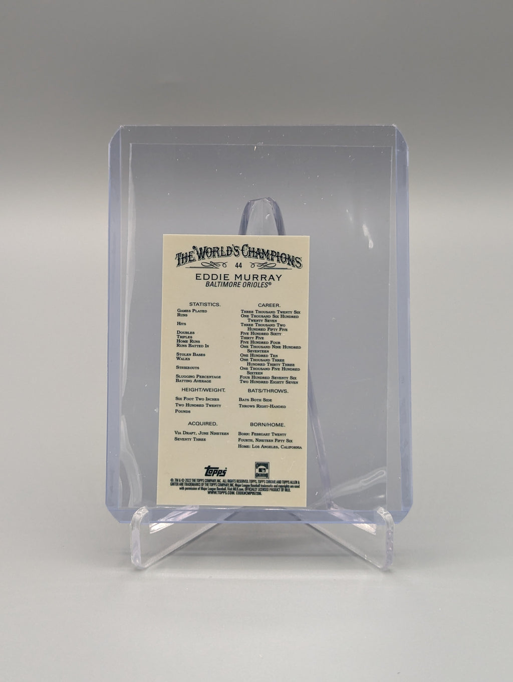 2022 Topps Allen & Ginter Chrome Mini #44 Eddie Murray Orioles