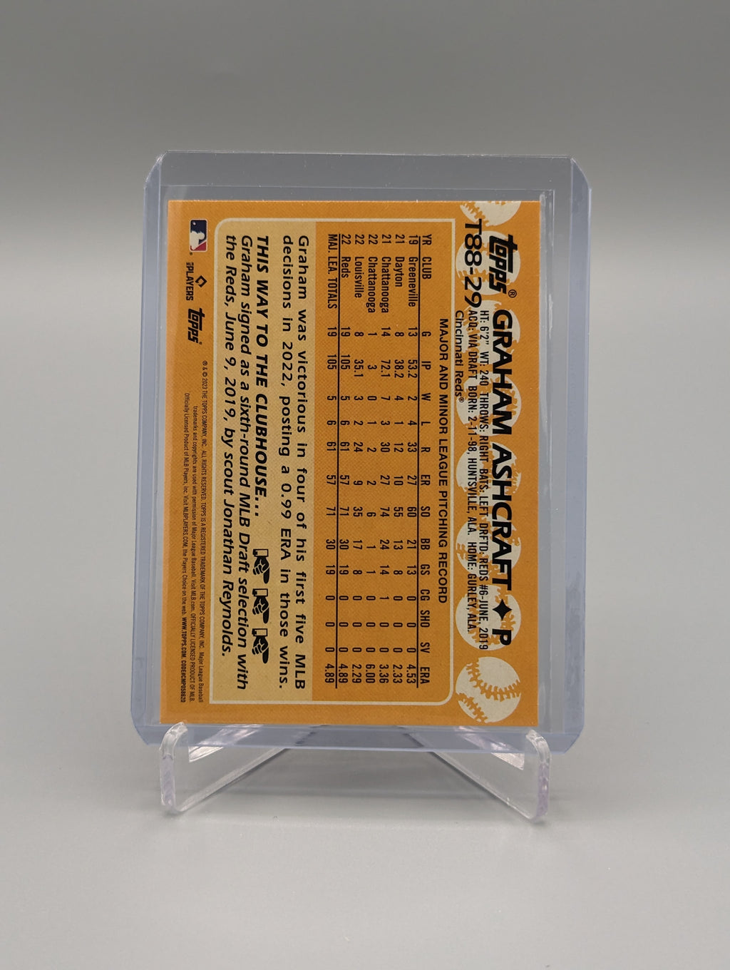 2023 Topps 35th Anniversary 1988 Topps #T88-29 Graham Ashcraft RC Reds