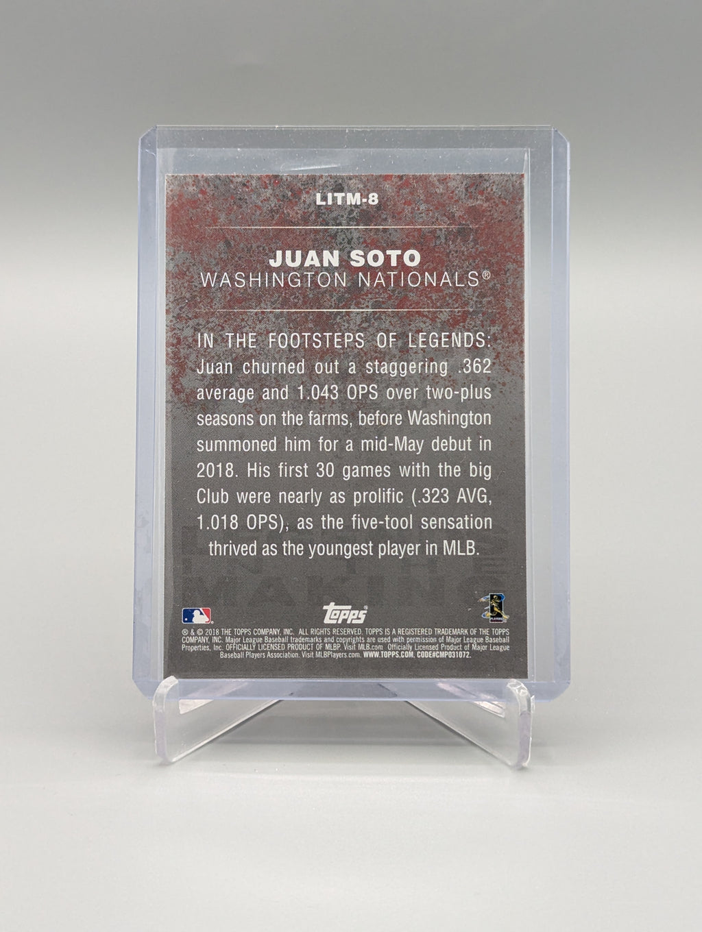 2018 Topps Legends In The Making Blue #LITM-8 Juan Soto RC Nationals