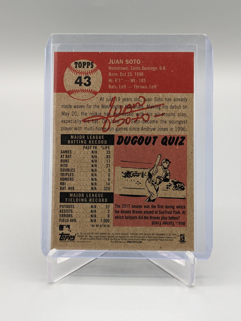 2018 Topps Living Set #43 Juan Soto RC Nationals