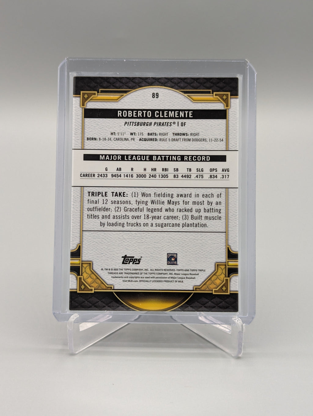 2022 Topps Triple Threads Gold #89 Roberto Clemente #/99 Pirates