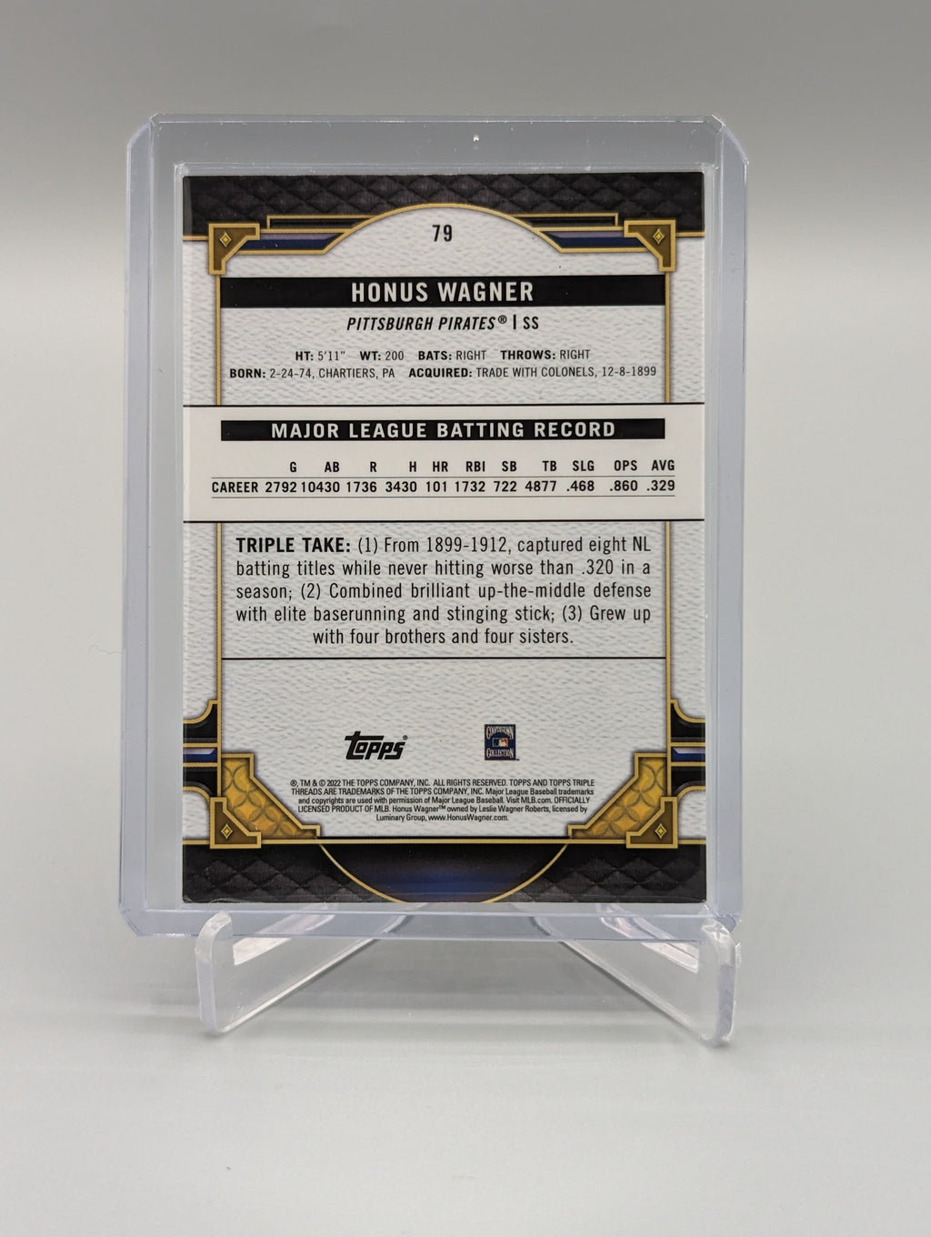 2022 Topps Triple Threads Emerald #79 Honus Wagner #/259 Pirates