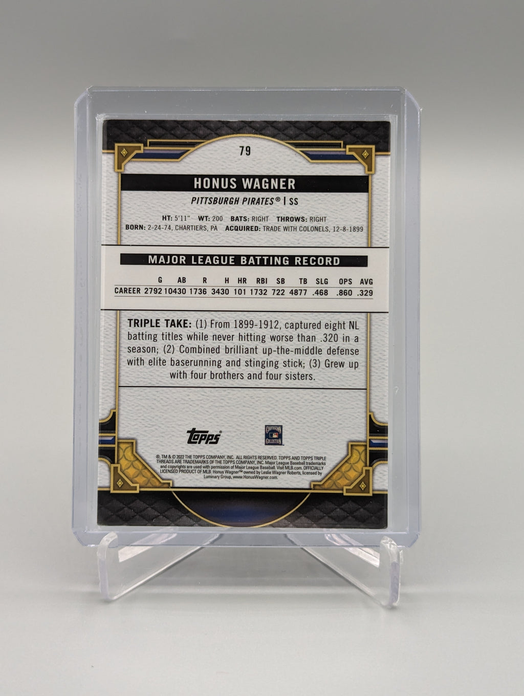 2022 Topps Triple Threads Amethyst #79 Honus Wagner #/299 Pirates