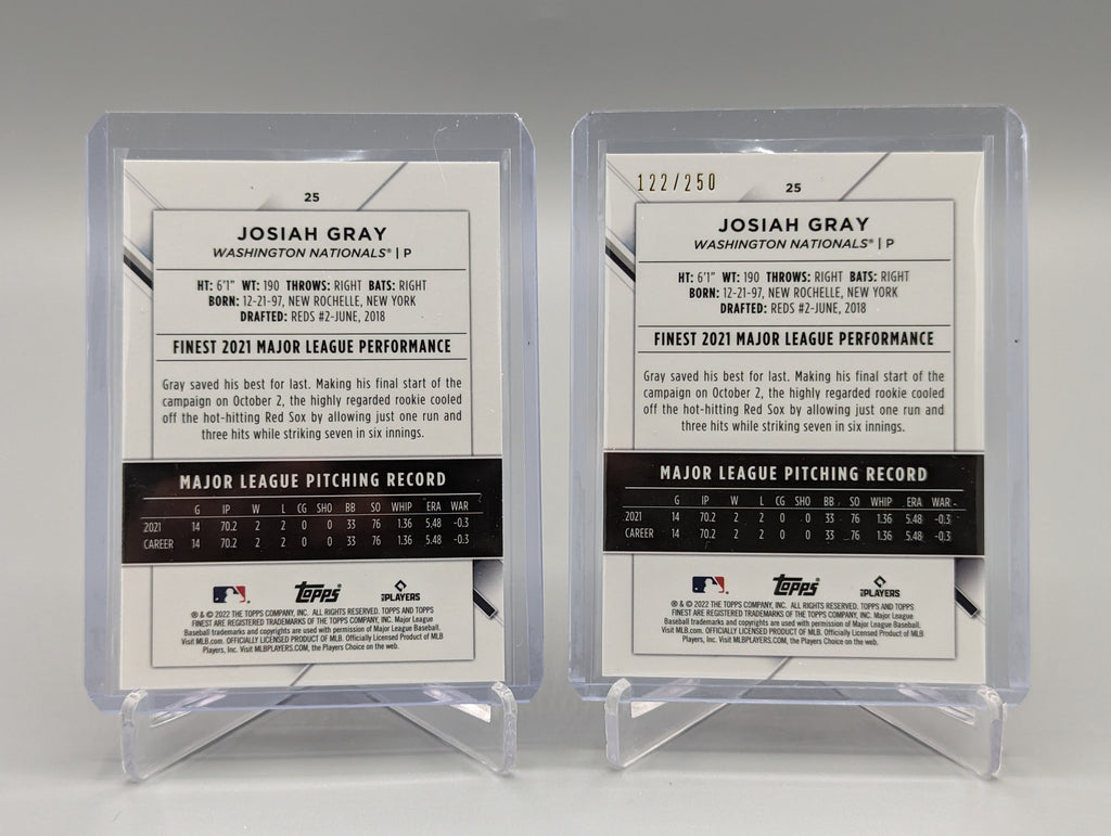 2022 Topps Finest #25 Josiah Gray RC Lot Nationals