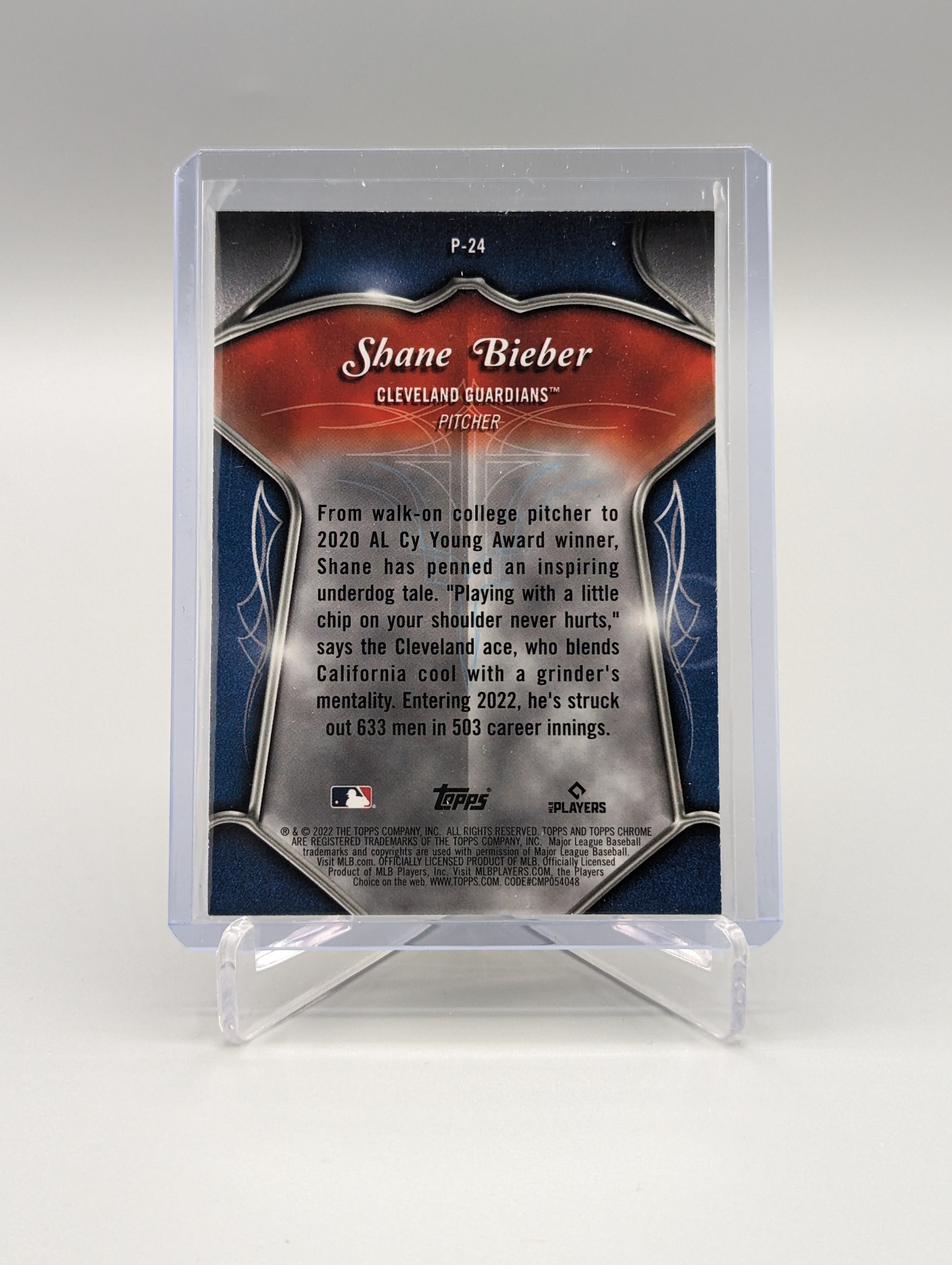 2022 Topps Chrome Pinstripes #P-24 Shane Bieber Guardians