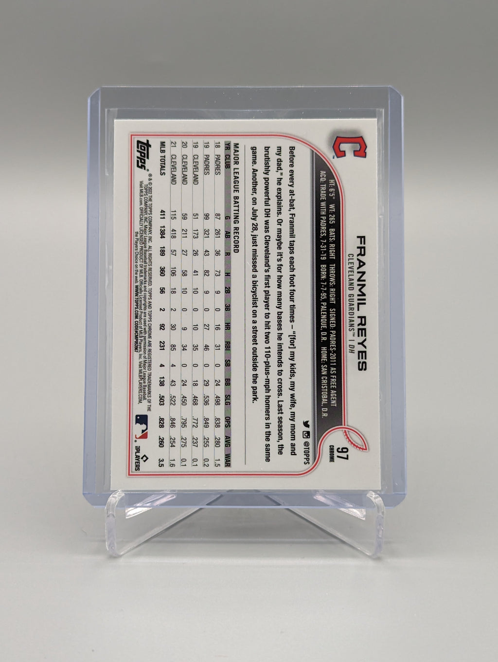 2022 Topps Chrome Prism Lot (2) Cards #97 Franmil Reyes Guardians