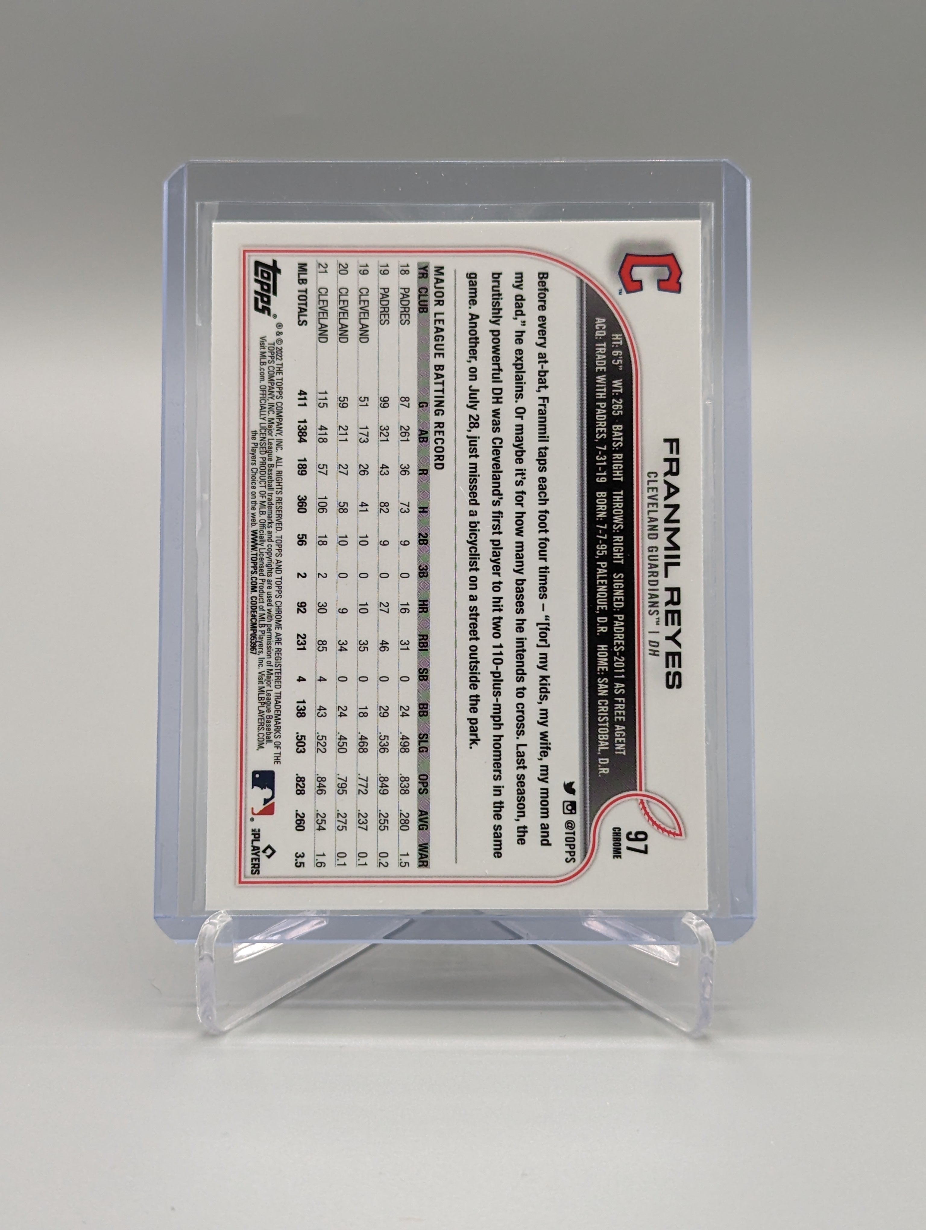 2022 Topps Chrome Prism Lot (2) Cards #97 Franmil Reyes Guardians