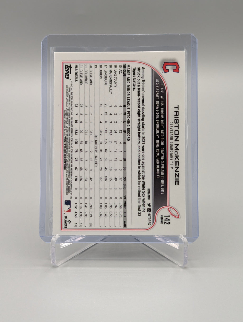 2022 Topps Chrome Refractor #142 Triston McKenzie RC Guardians