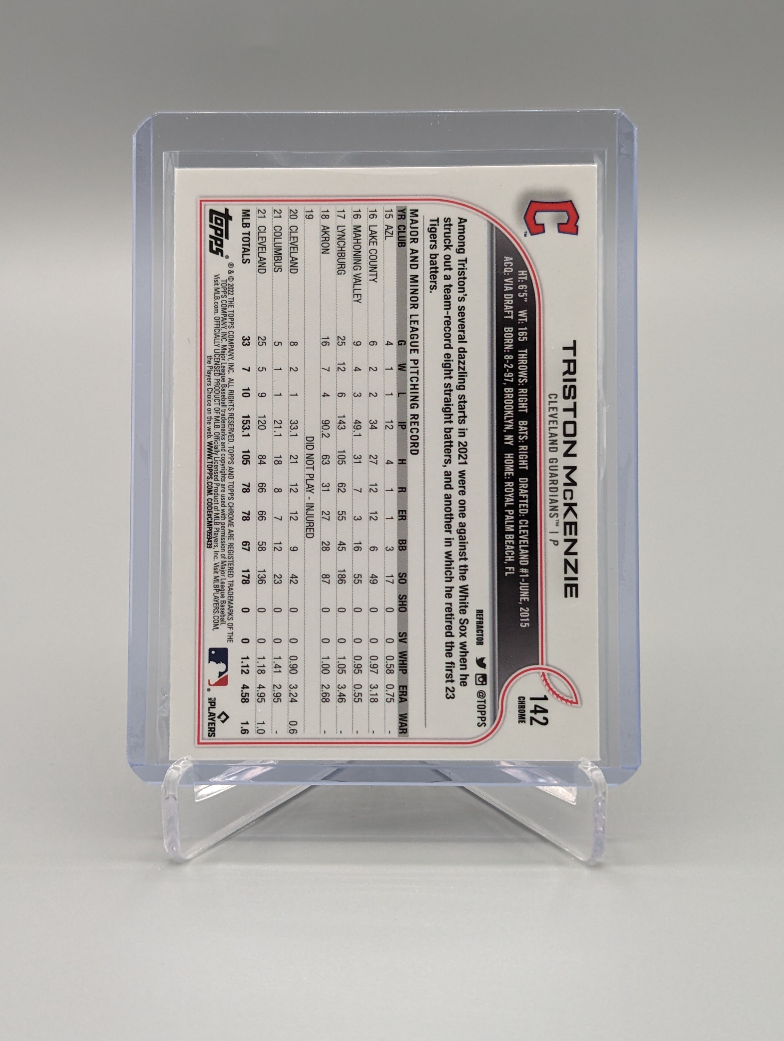 2022 Topps Chrome Refractor #142 Triston McKenzie RC Guardians