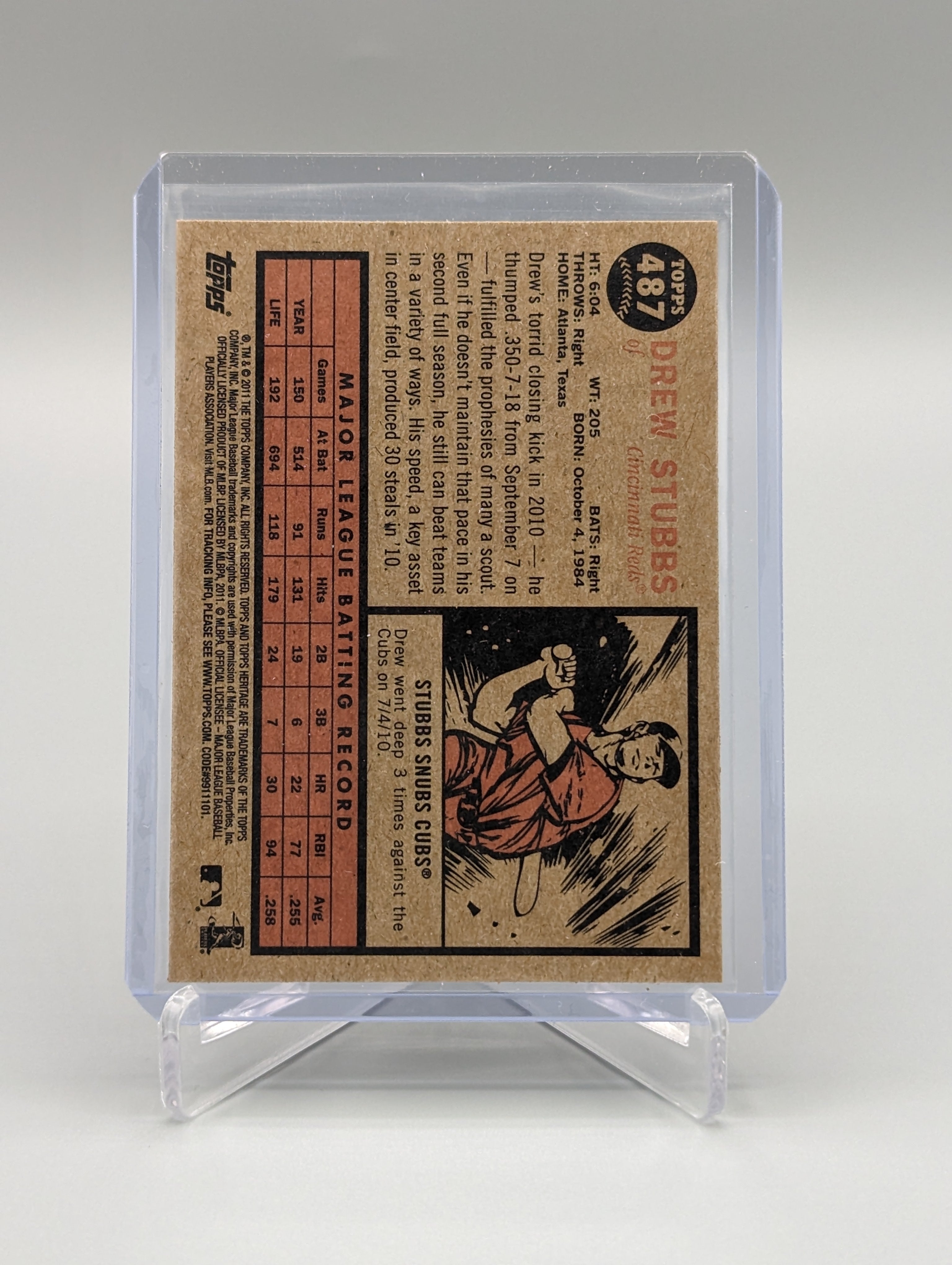 2011 Topps Heritage High Number Short Print SP #487 Drew Stubbs Reds