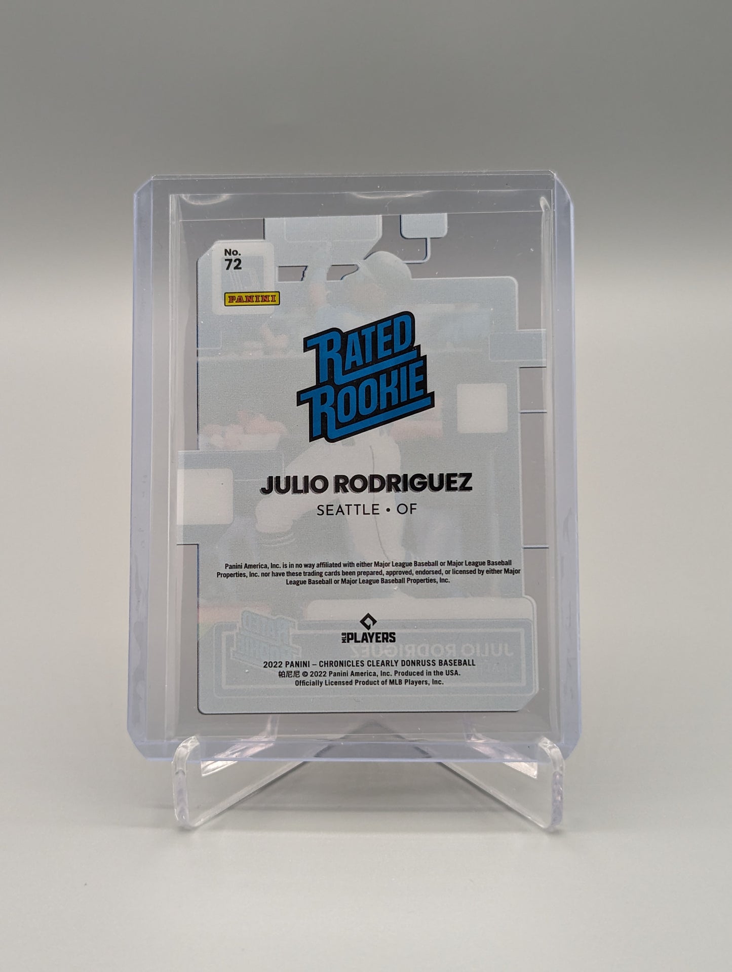 2022 Chronicles Clearly Donruss #72 Julio Rodriguez RC Mariners