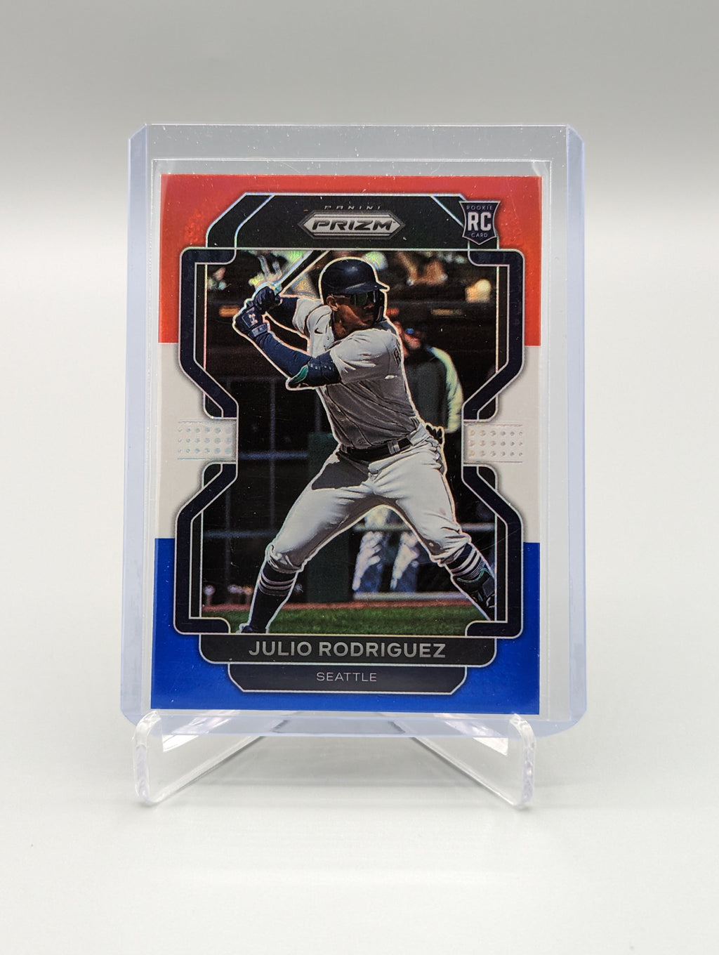 2022 Prizm Red White & Blue #40 Julio Rodriguez RC Mariners
