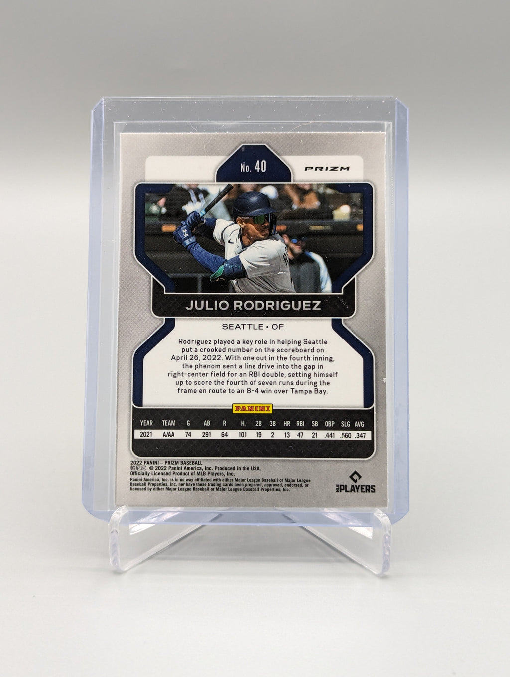 2022 Prizm Red White & Blue #40 Julio Rodriguez RC Mariners