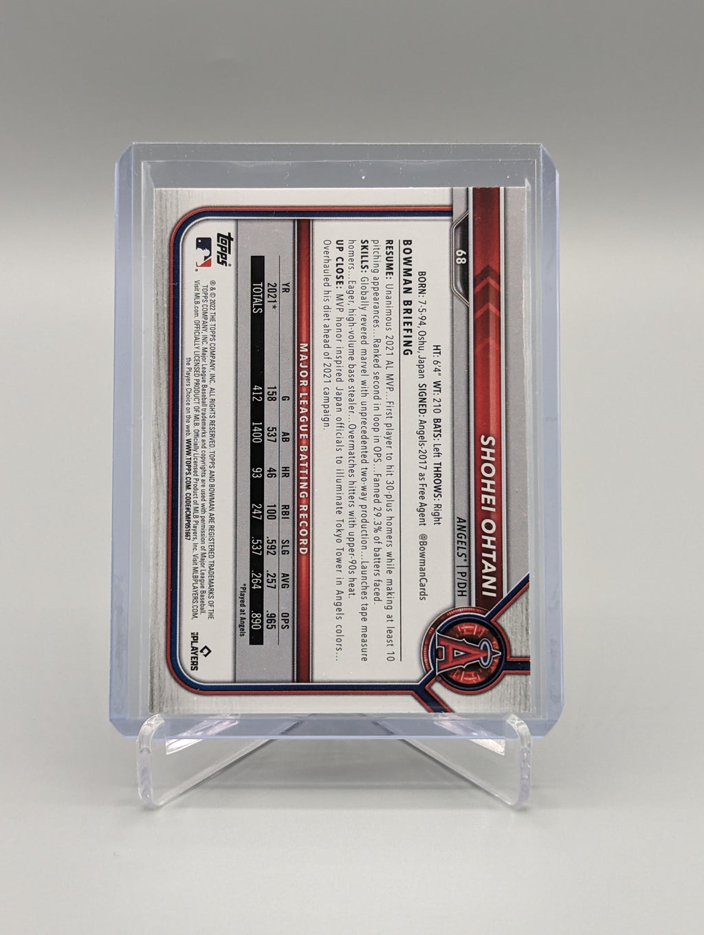 2022 Bowman #68 Shohei Ohtani Angels