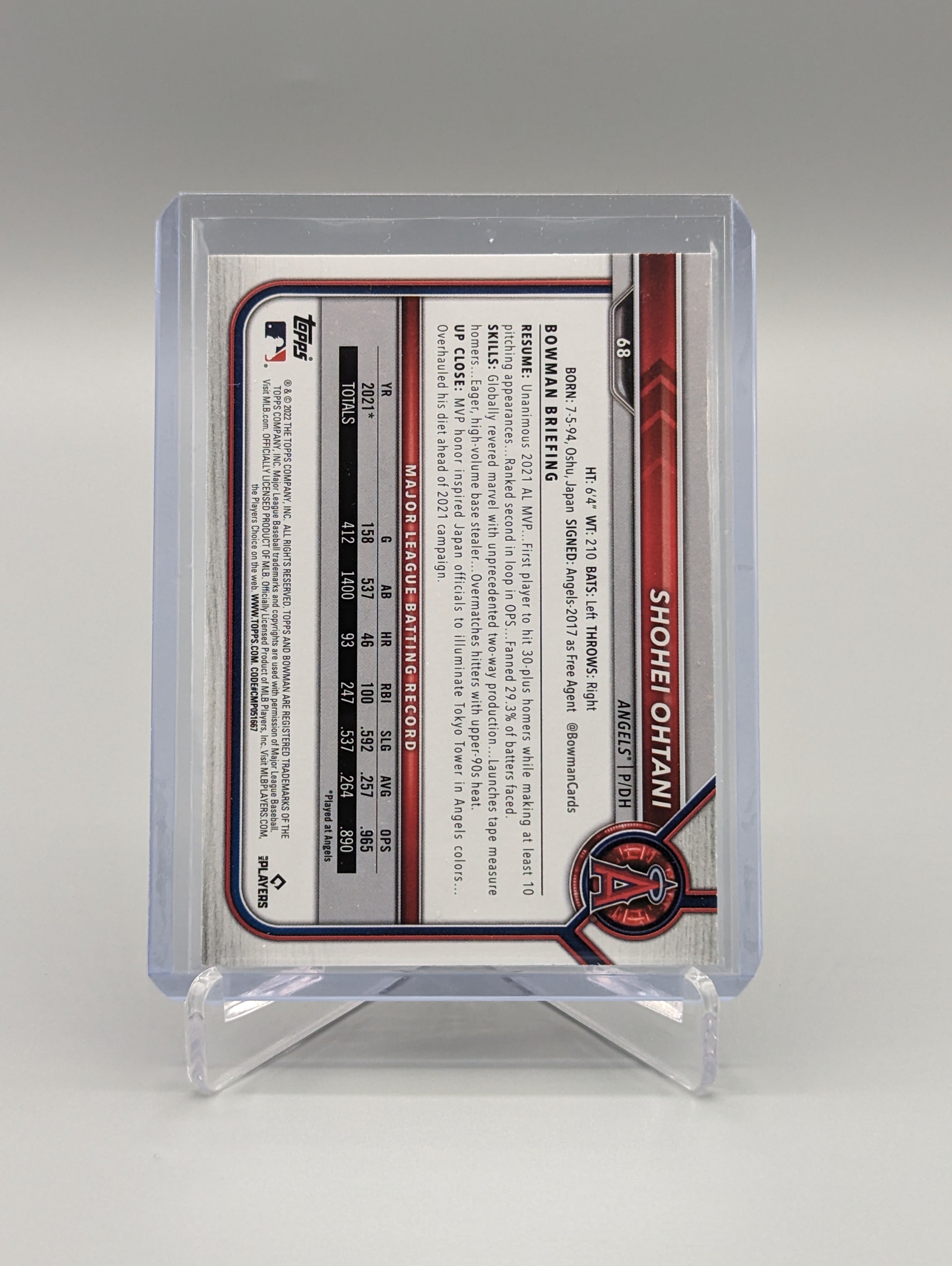2022 Bowman #68 Shohei Ohtani Angels
