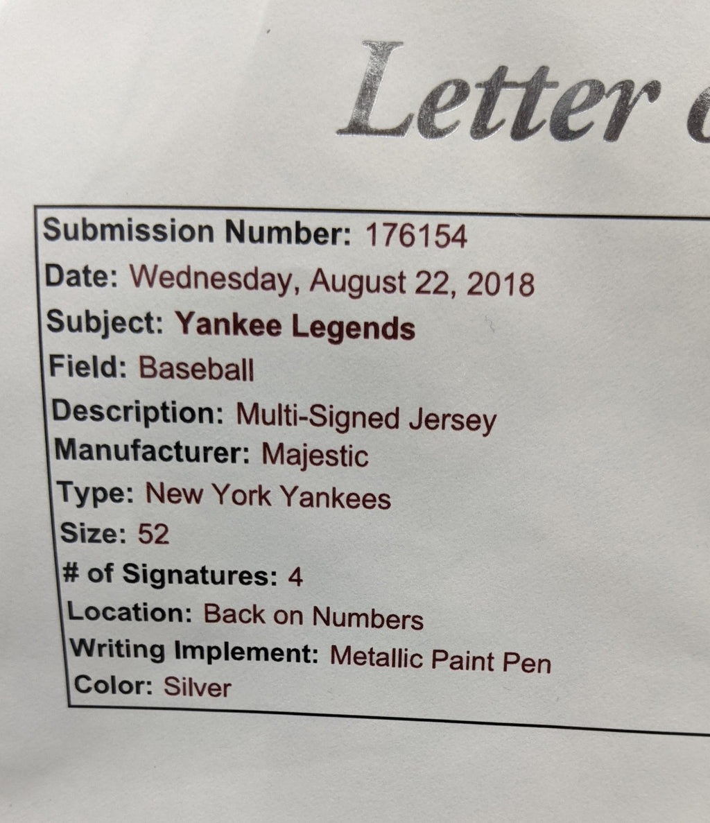 1956 Yankees WS Jersey Auto W. Ford/ R. Terry/D. Larson/B. Turley